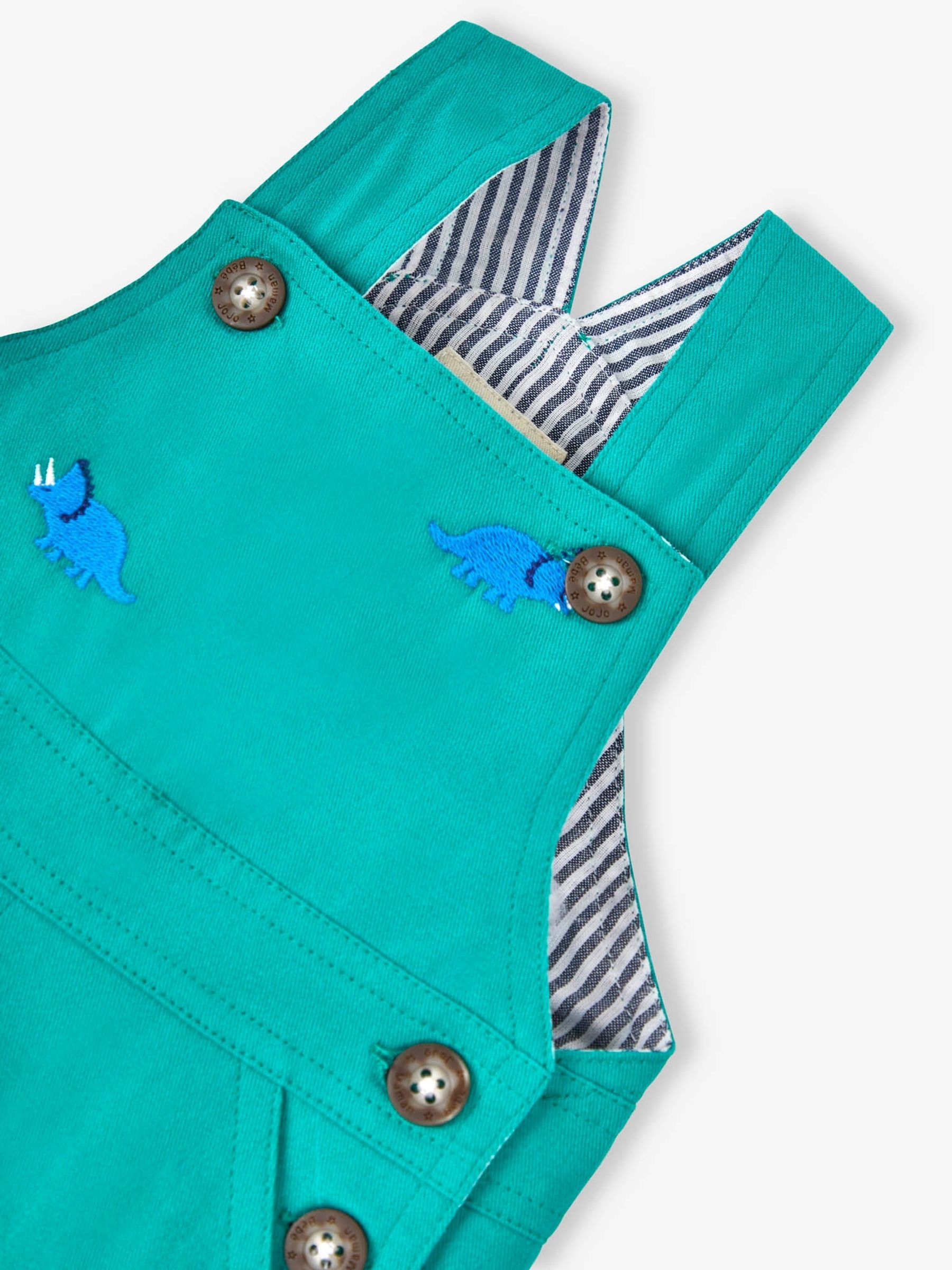 Green Dino Embroidered Short Dungarees - Image 5 of 5