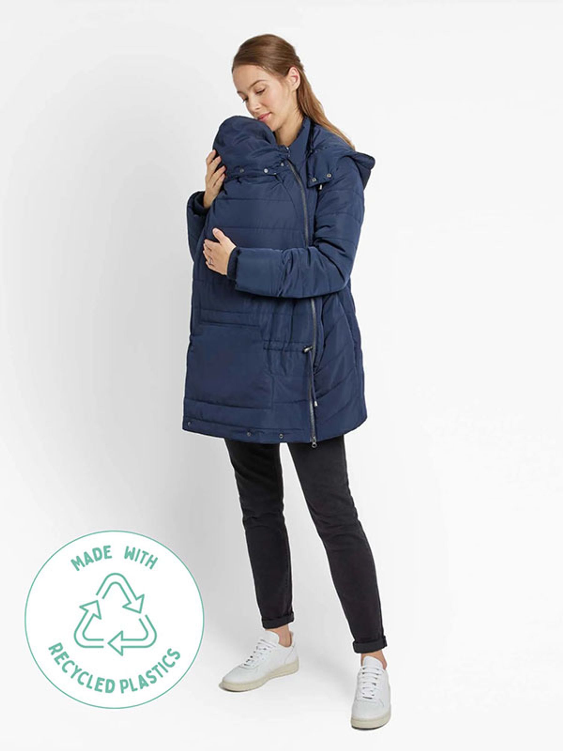 Navy Blue Zip In Carrier Panel Coat - Image 3 of 3