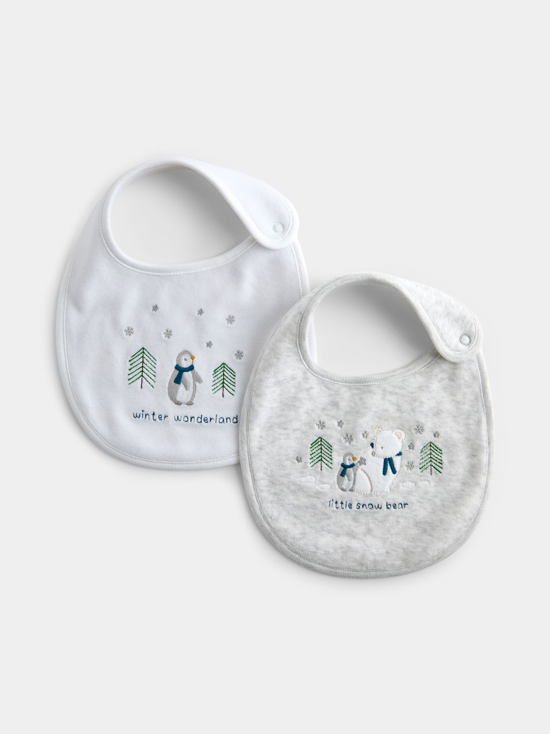 Grey Little Snow Bear 2-Pack Bibs - Image 1 of 7