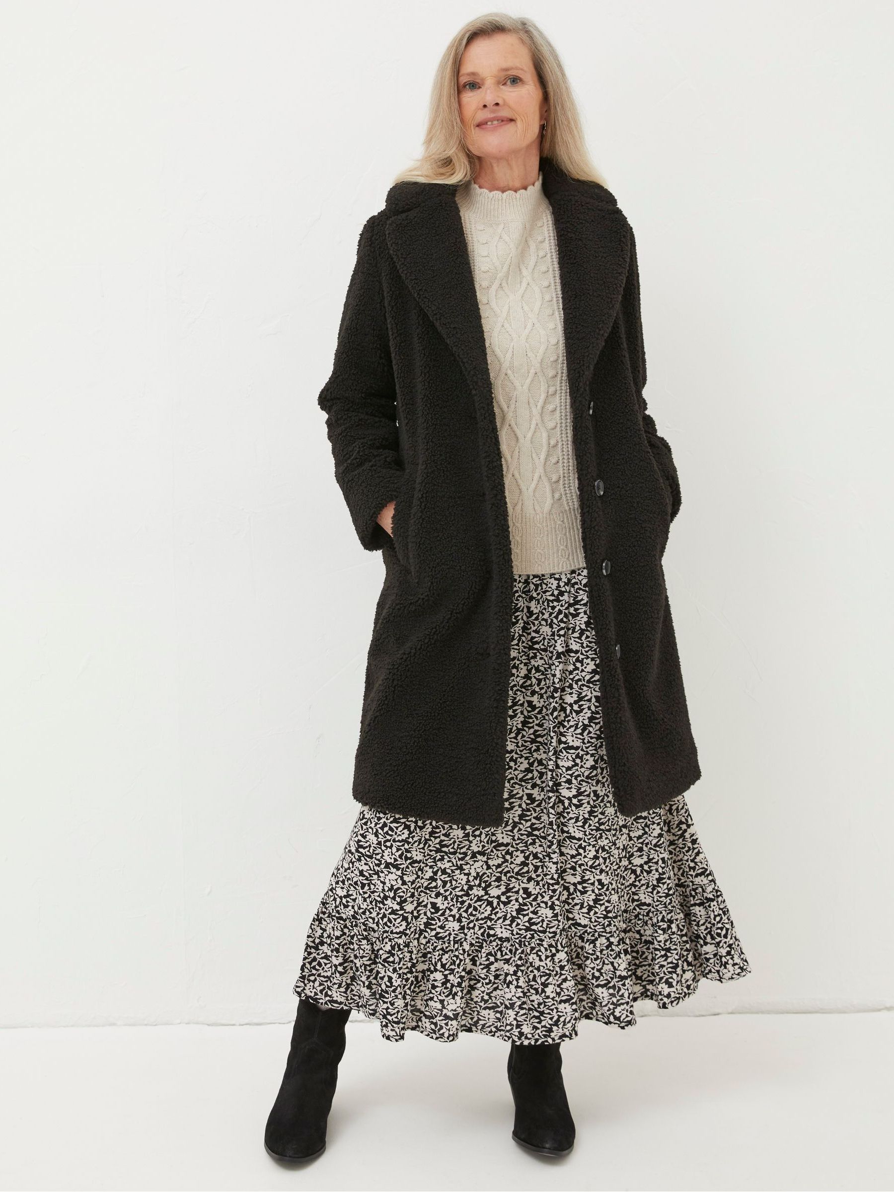 Black Mylah Teddy Longline Coat - Image 1 of 4