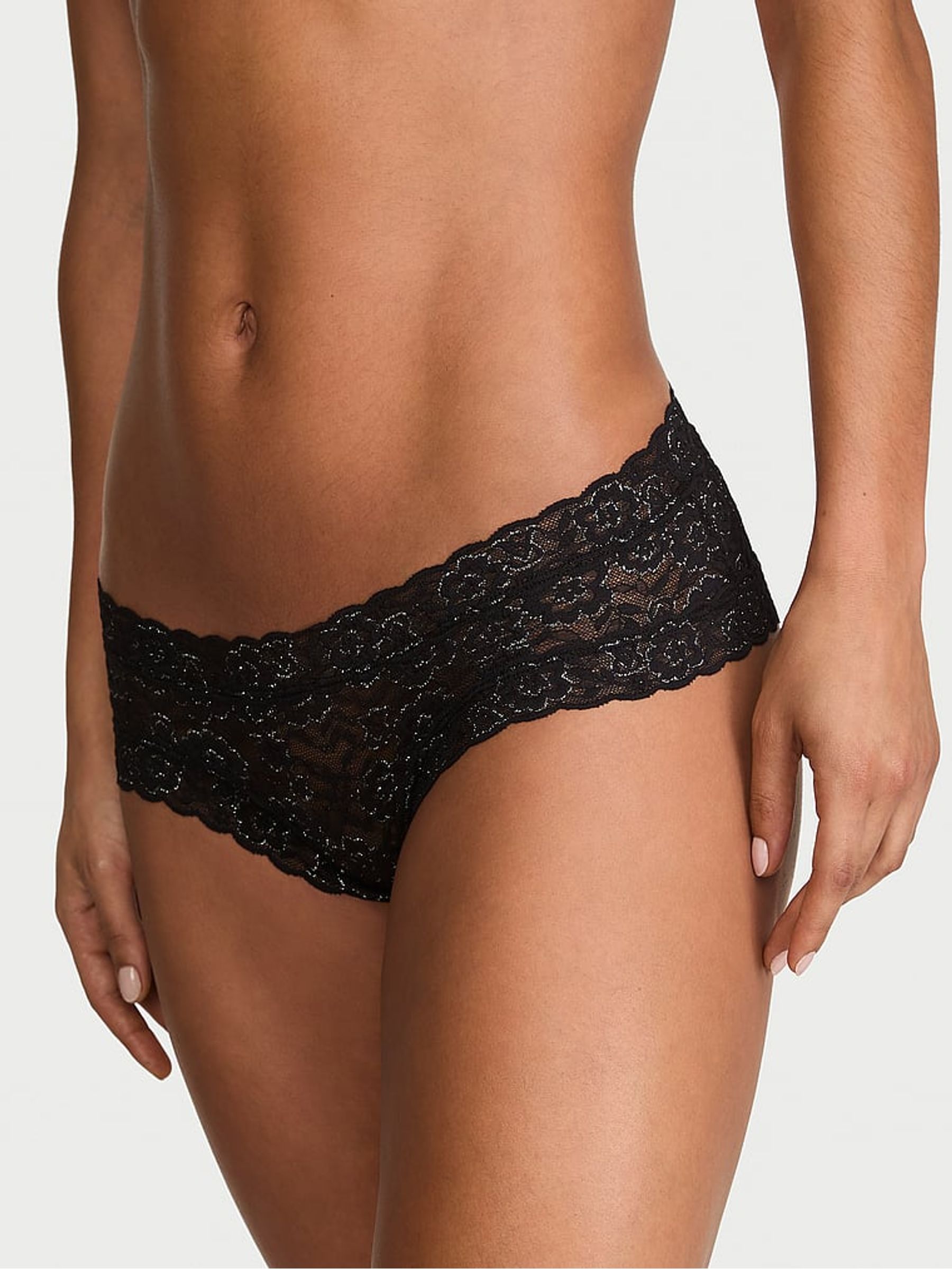 Black Cheeky Shimmer Lace Knickers - Image 1 of 2