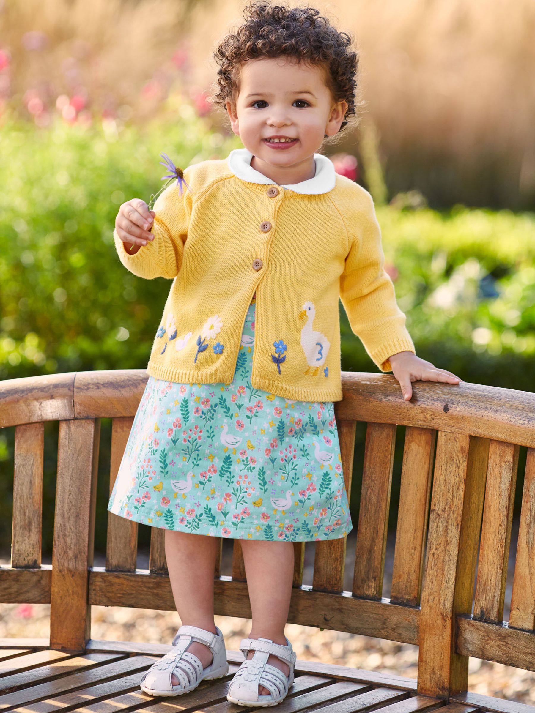 Duck Egg Girls' Duck Floral Print Dungaree Dress - Image 3 of 3