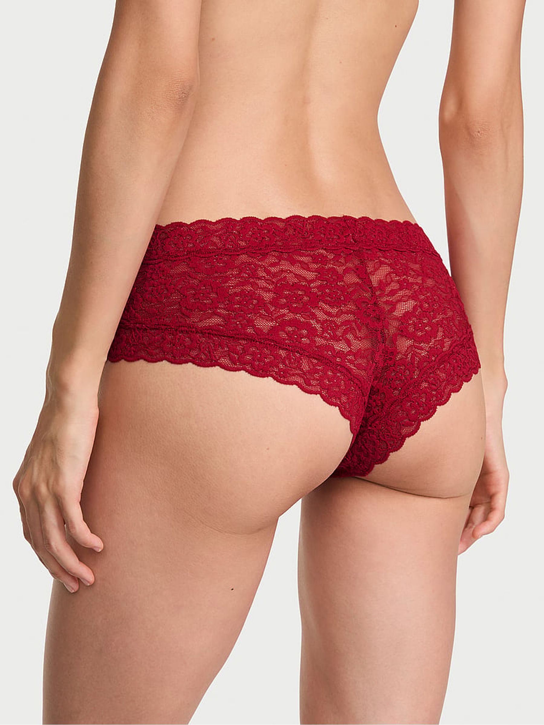 Red Lacquer Cheeky Shimmer Lace Knickers - Image 2 of 2