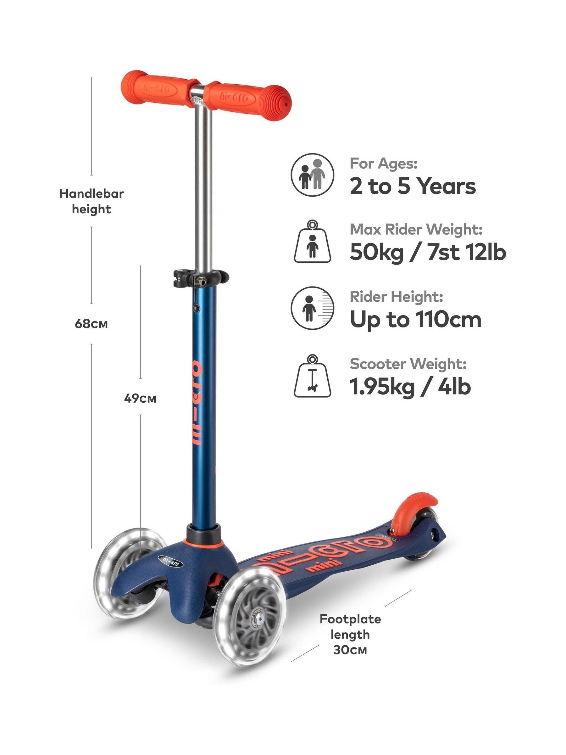 Navy Micro Scooters Mini Micro Deluxe LED Scooter - Image 1 of 10