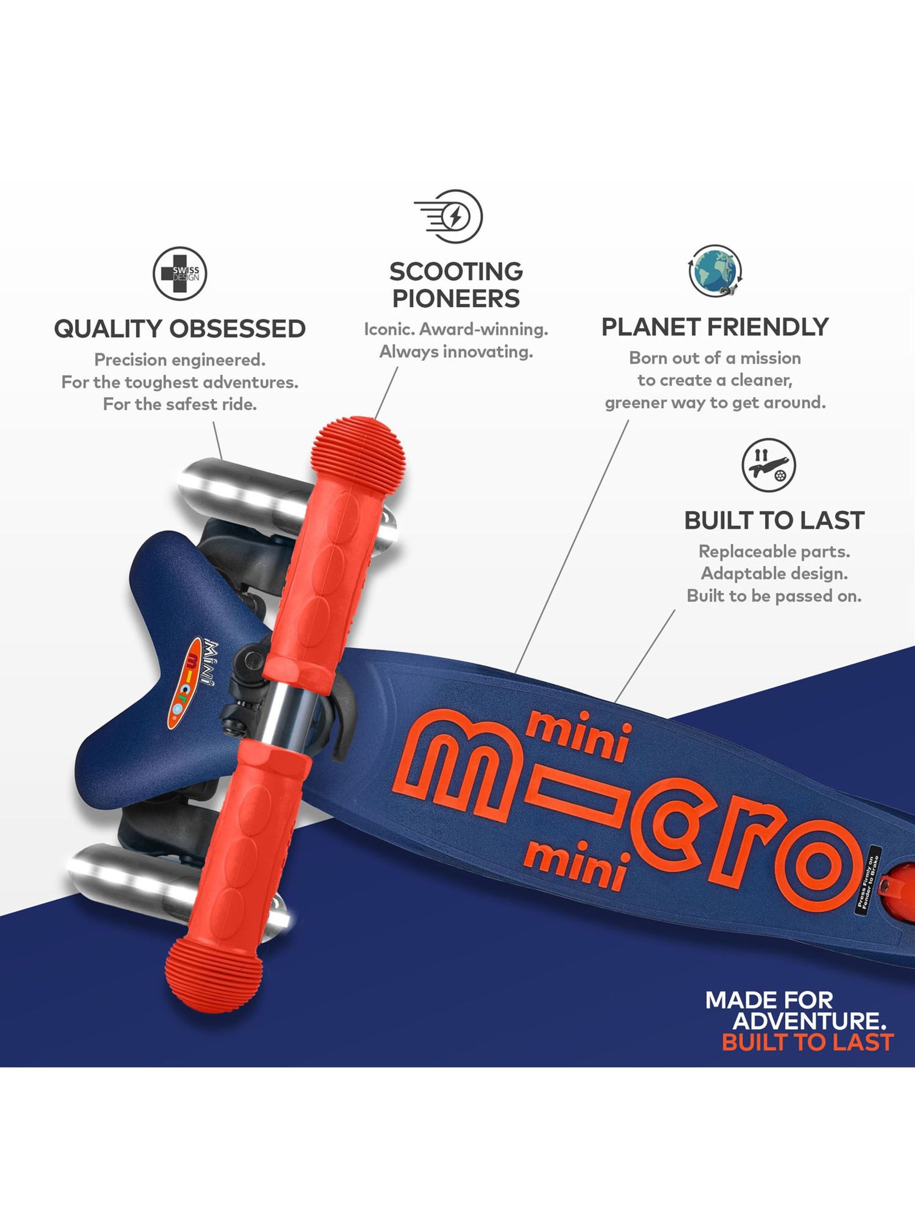 Navy Micro Scooters Mini Micro Deluxe LED Scooter - Image 8 of 10
