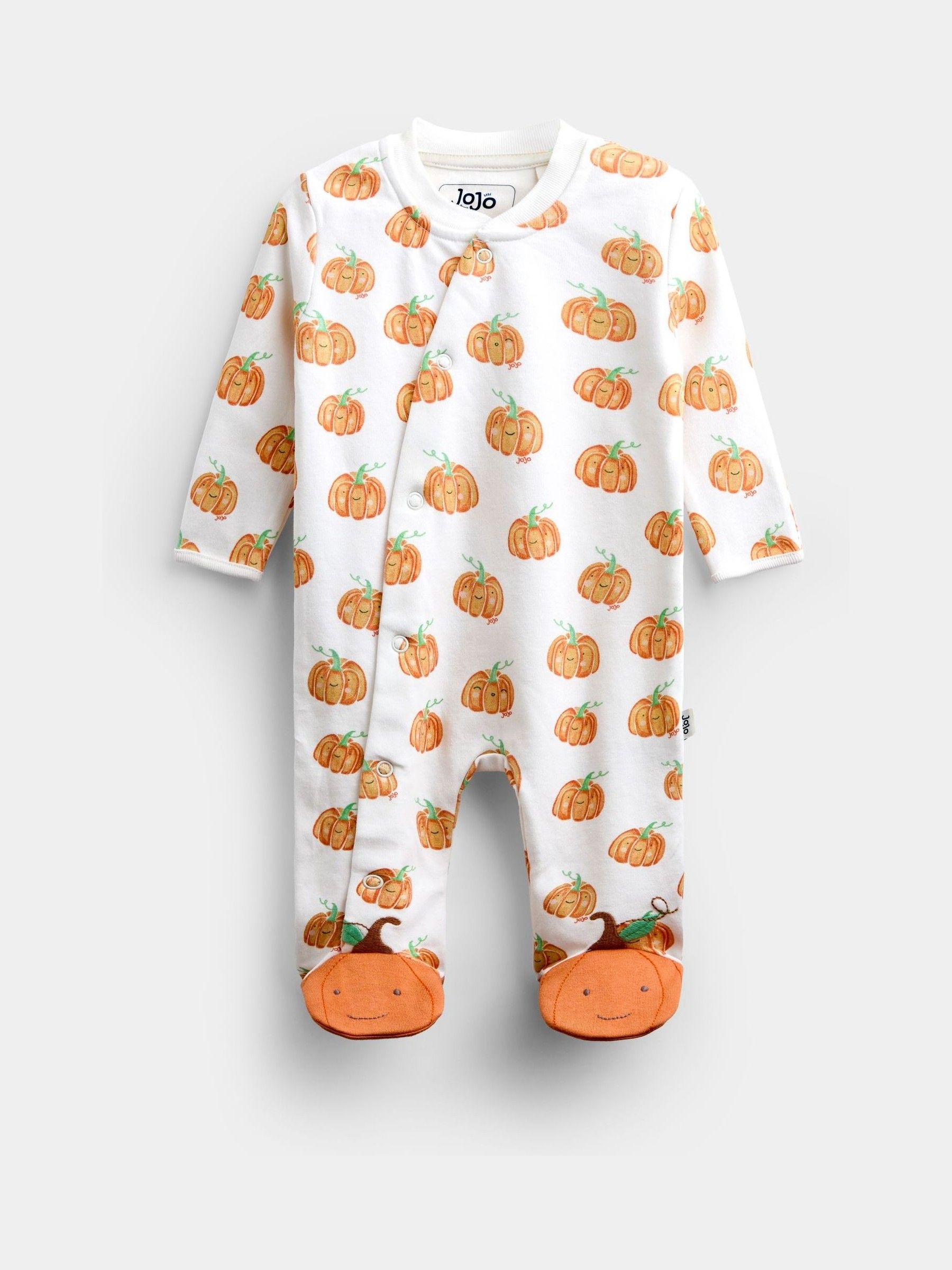 Cream Pumpkin Print Zip Sleepsuit & Hat - Image 2 of 7