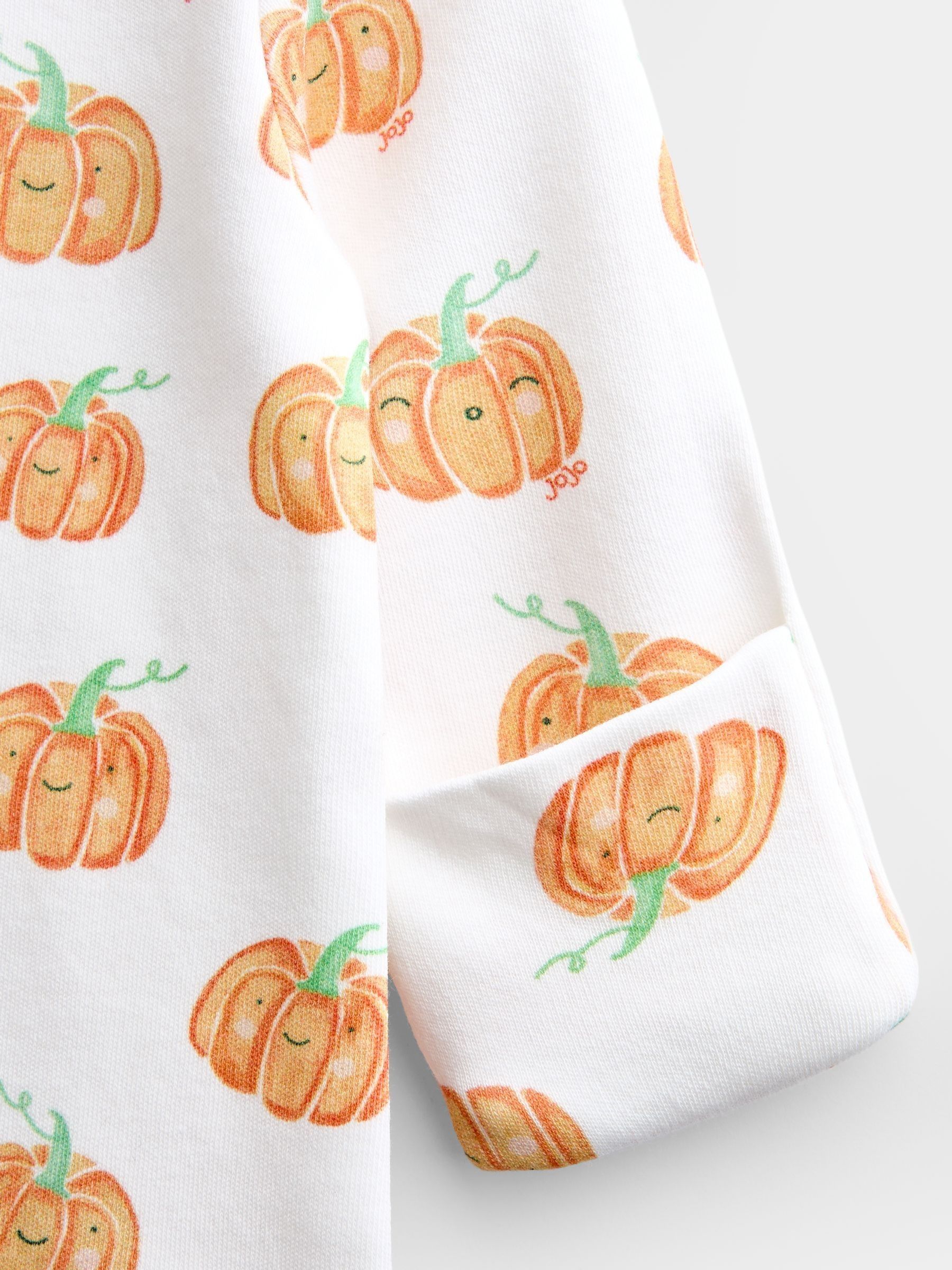 Cream Pumpkin Print Zip Sleepsuit & Hat - Image 7 of 7 Cream Pumpkin Print Zip Sleepsuit & Hat - Image 7 of 7