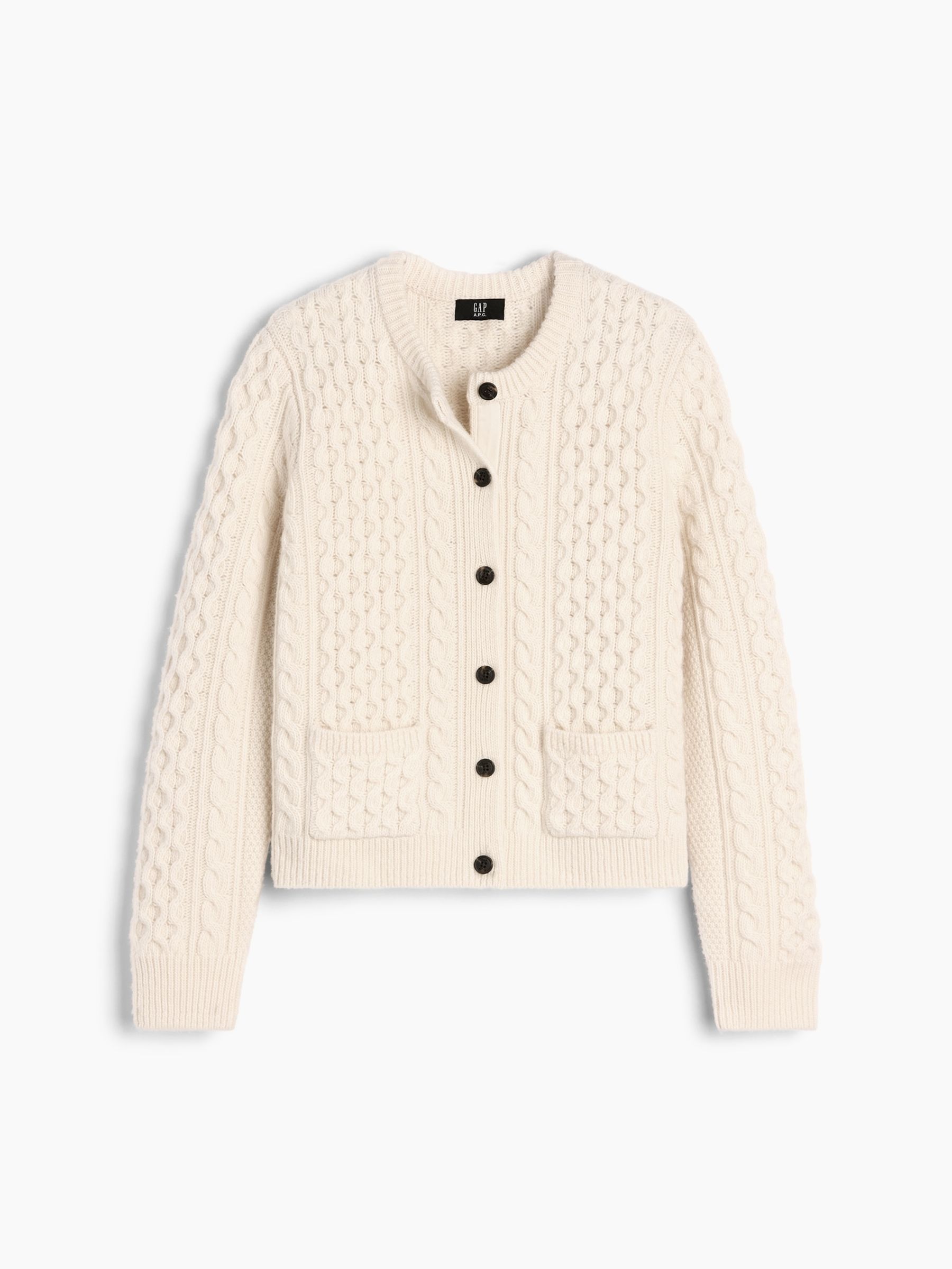 Gap x A.P.C. Cream Wool Cable-Knit Cardigan - Image 5 of 6