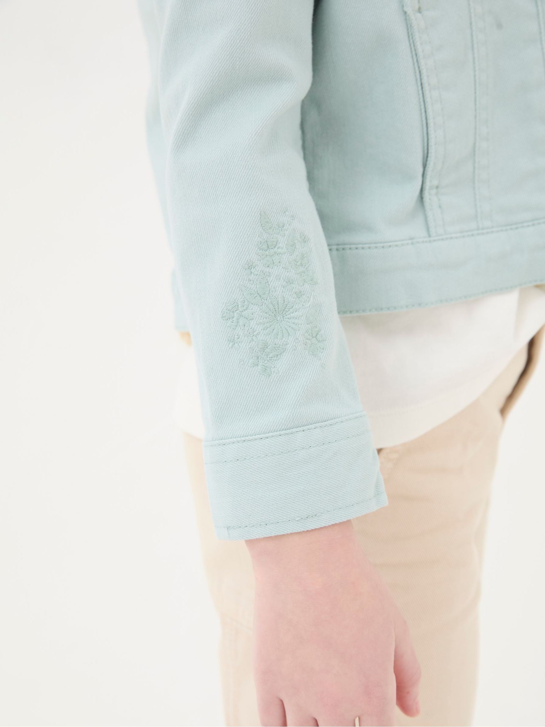 Green Embroidered Denim Jacket - Image 4 of 5