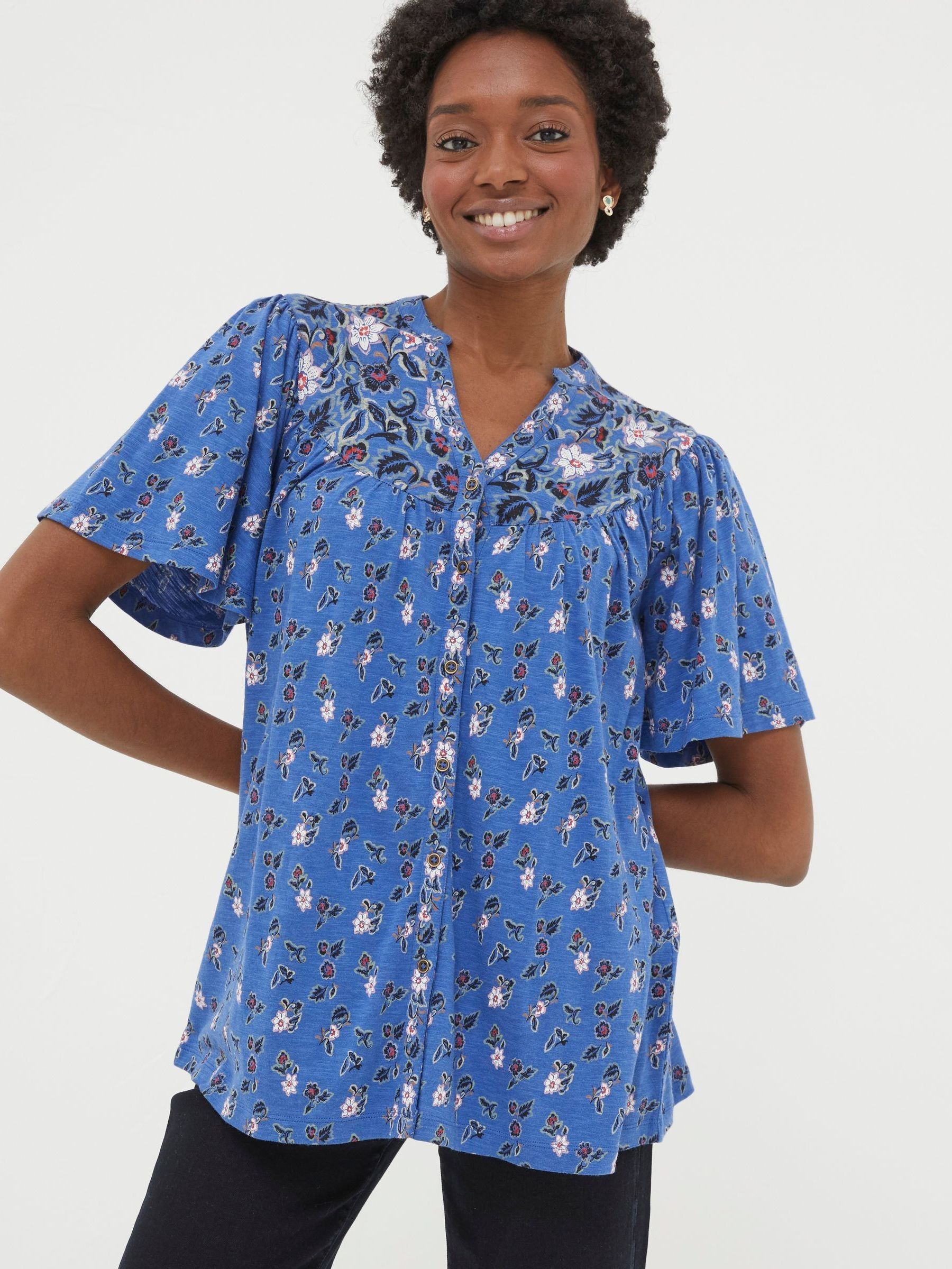 Blue Polly Layered Floral Top - Image 1 of 4