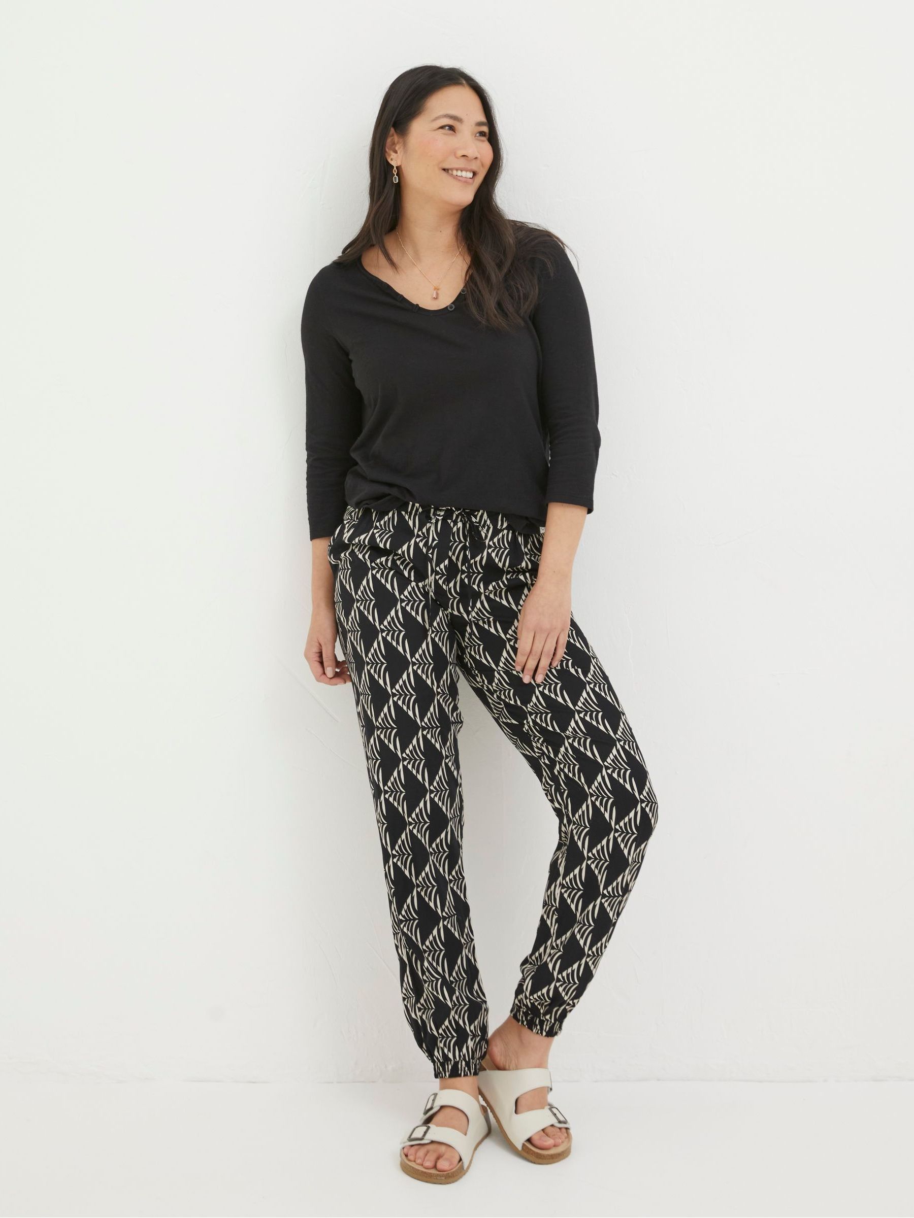 Lyme Black Mono Geo Trousers - Image 1 of 5
