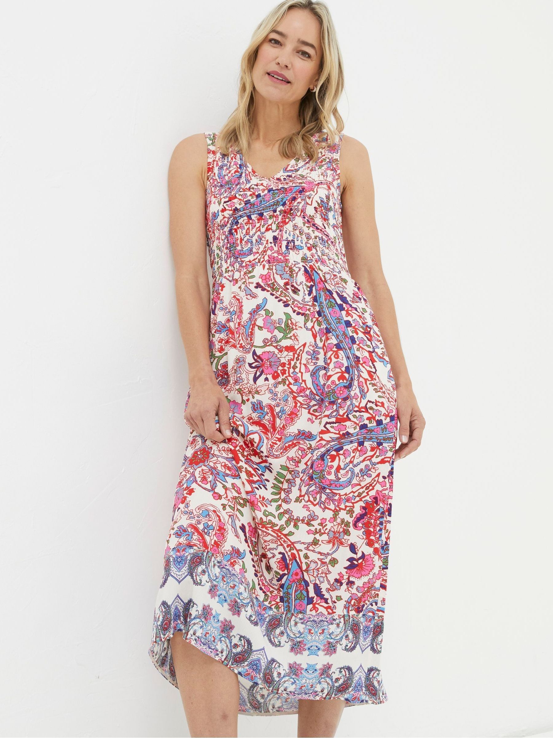 Multi Bright Paisley Midi Dress - Image 1 of 6