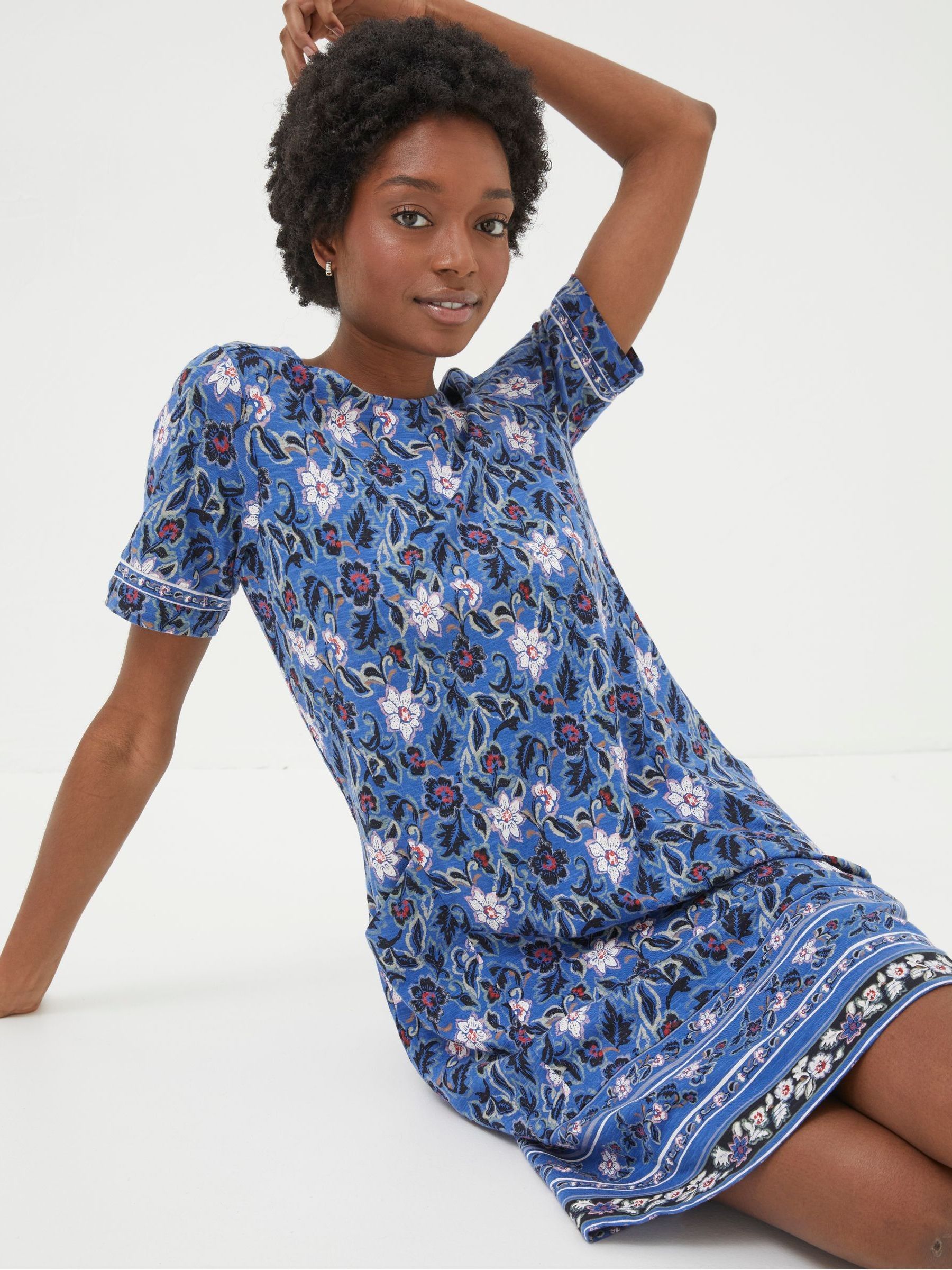 Blue Simone Layered Floral Jersey Dress - Image 3 of 5