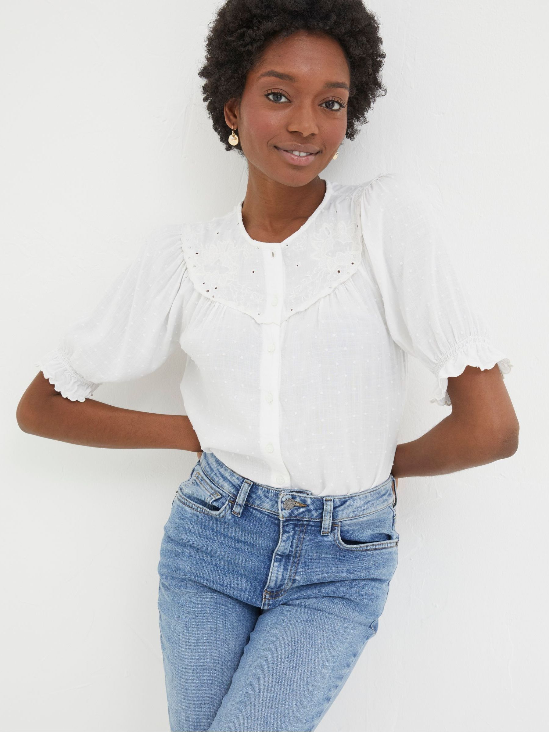 White Embroidered Blouse | FatFace