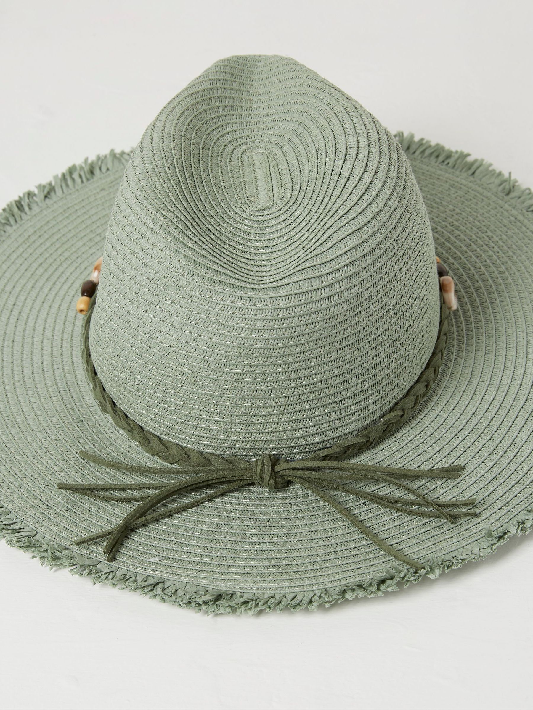 Green Raw Edge Fedora Hat - Image 3 of 3