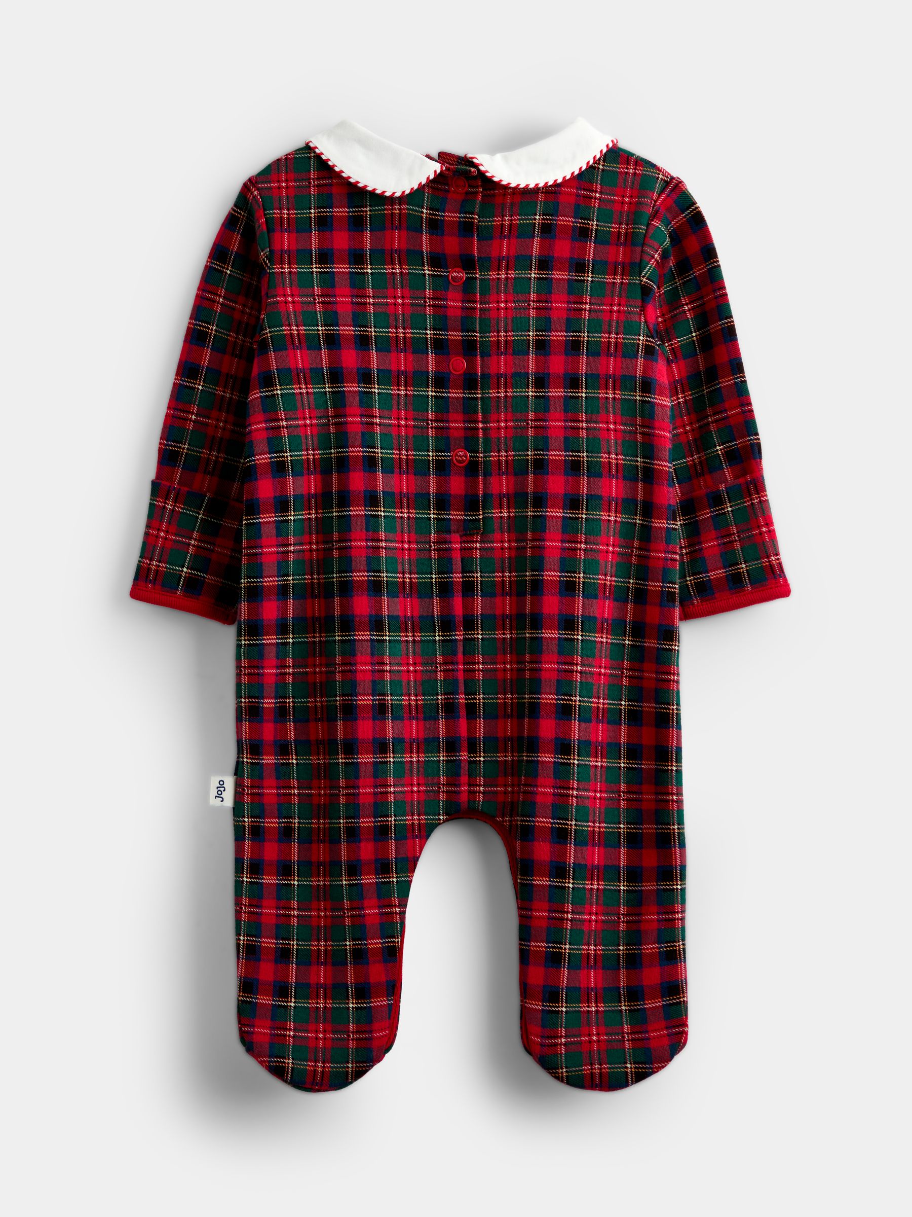 Red Tartan First Christmas Smocked Footed Sleepsuit - Image 2 of 4