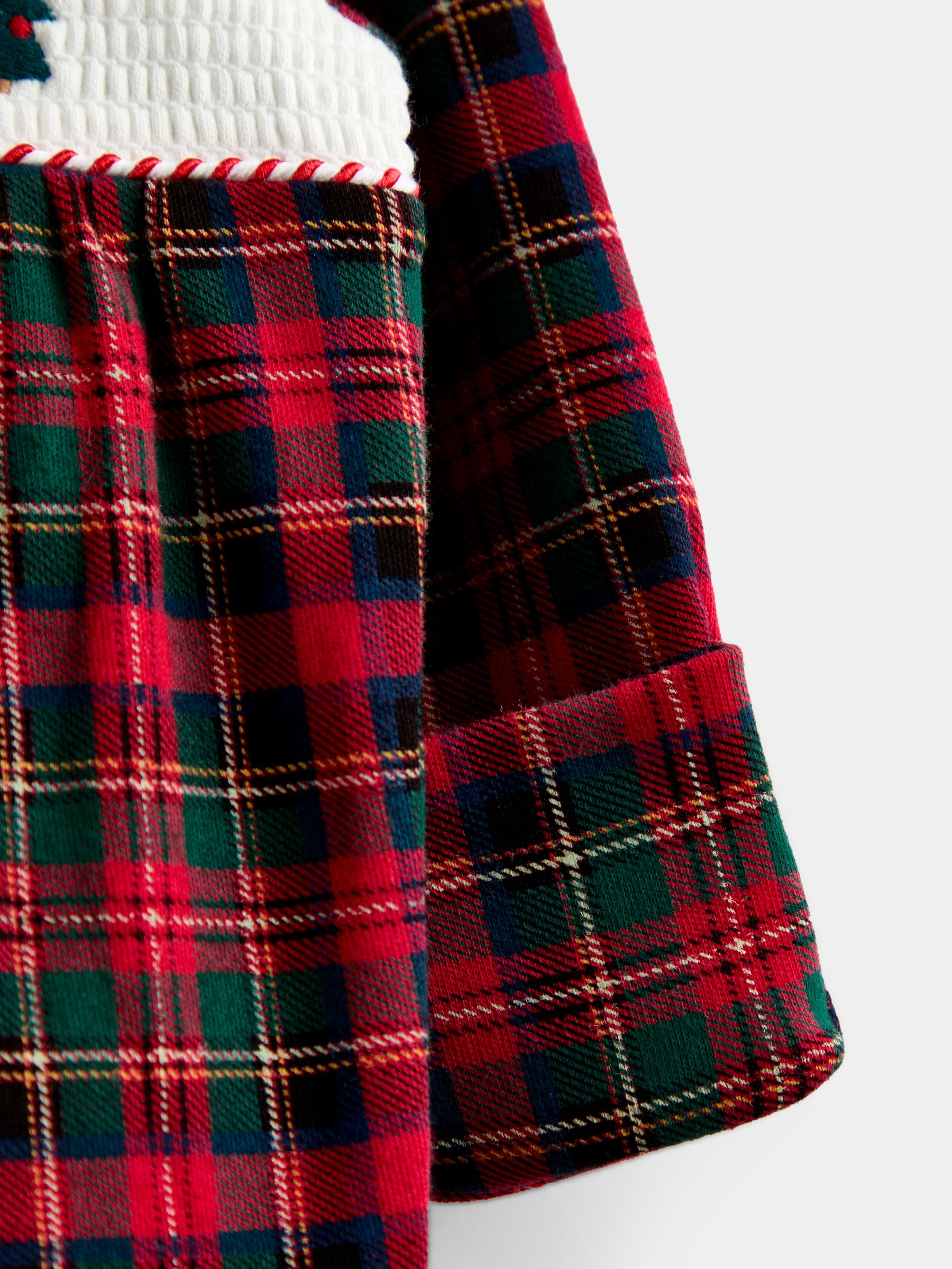 Red Tartan First Christmas Smocked Footed Sleepsuit - Image 4 of 4