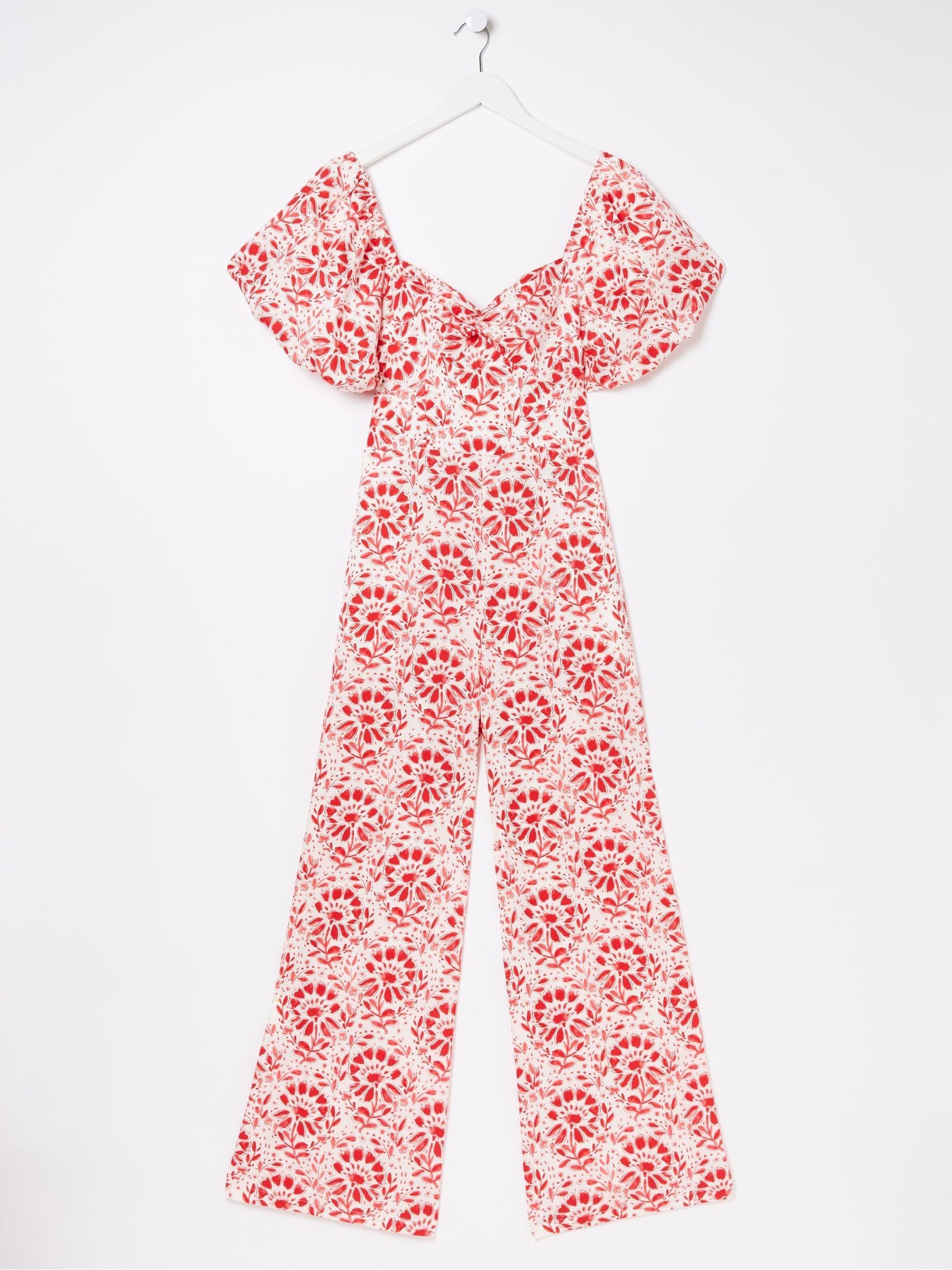 Rose Red/White Floral Tile Jumpsuit - Image 8 of 8