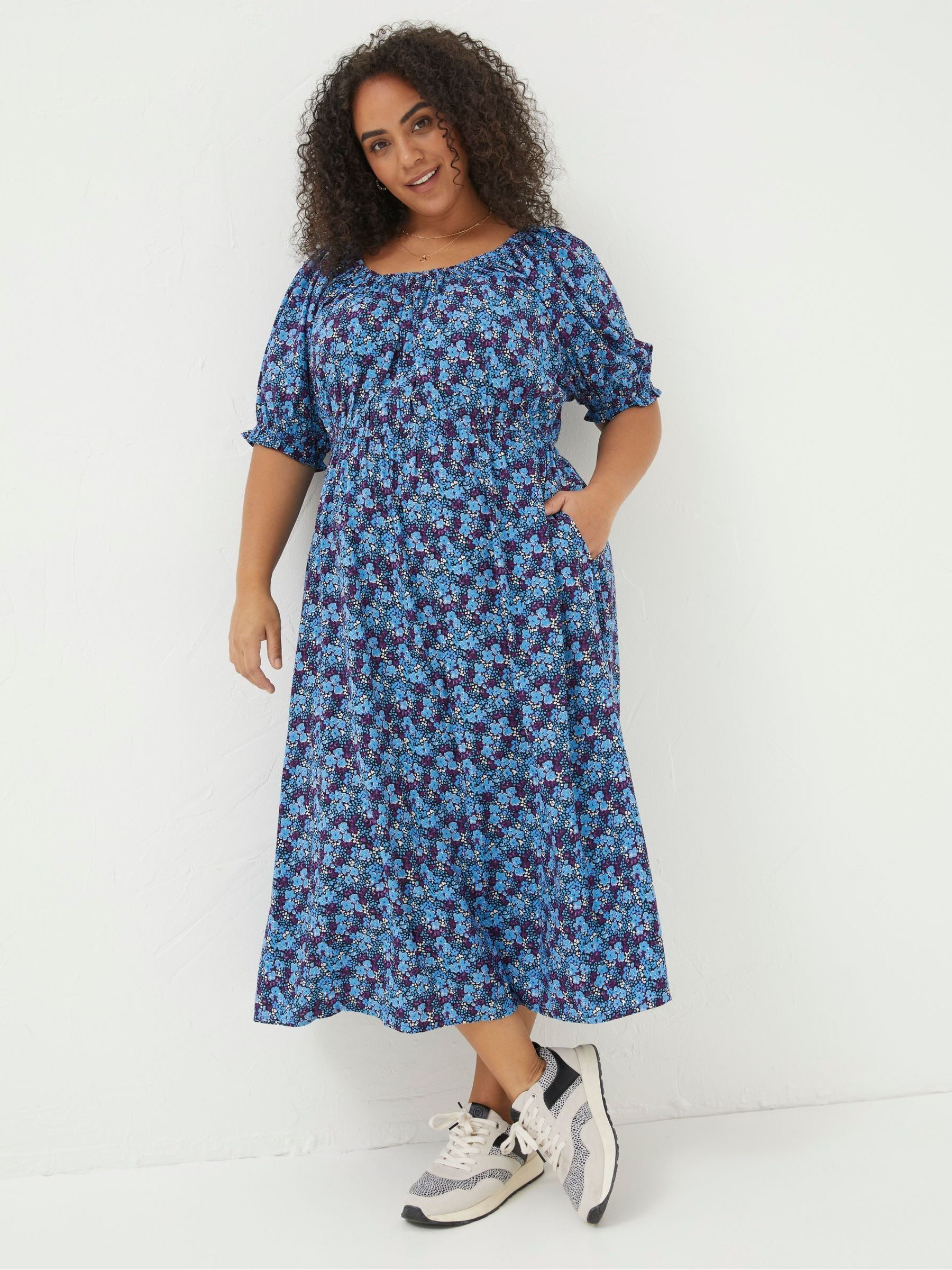 Purple Ink Floral Midi Dress - Image 3 of 6