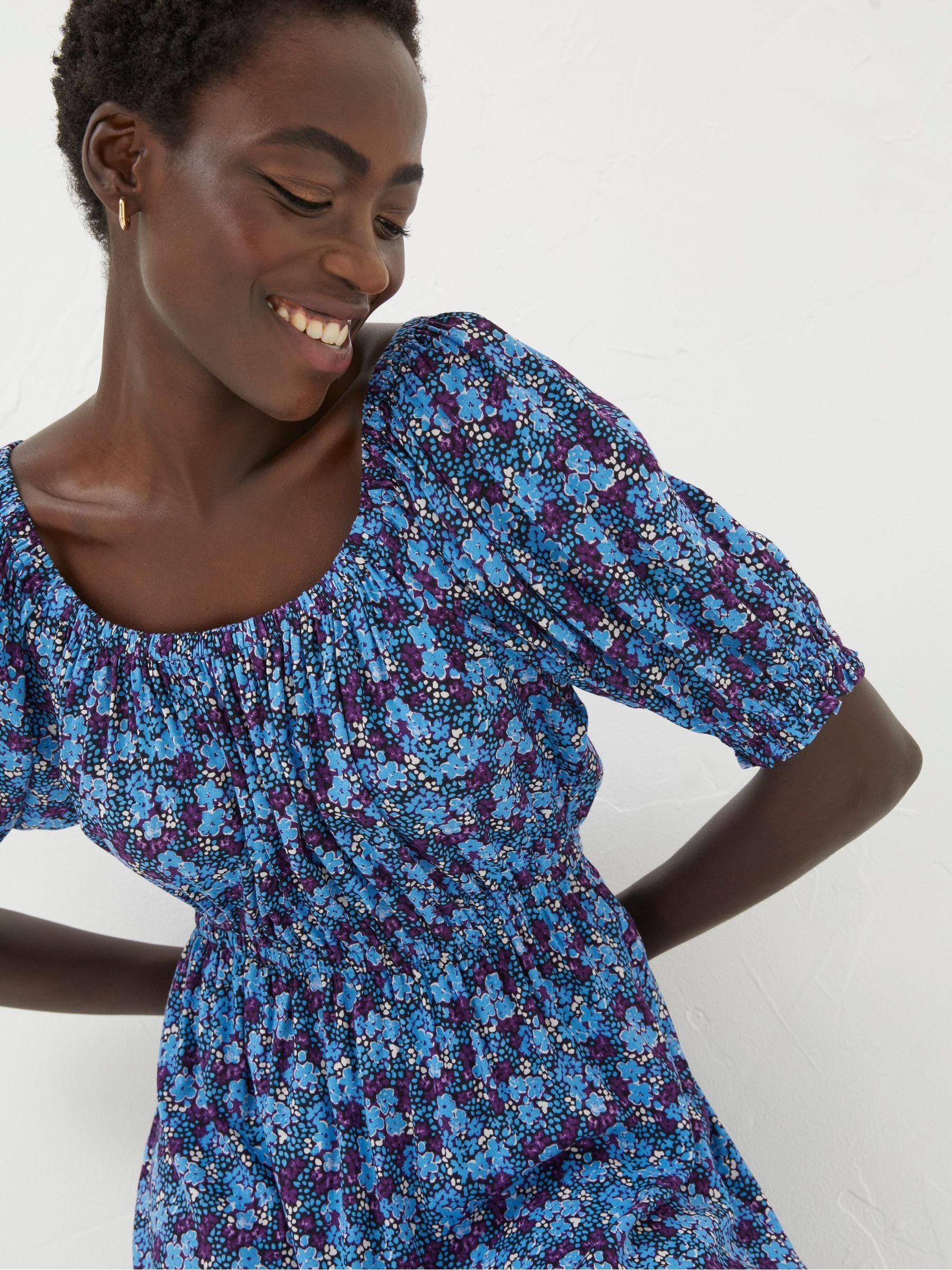 Purple Ink Floral Midi Dress - Image 5 of 6