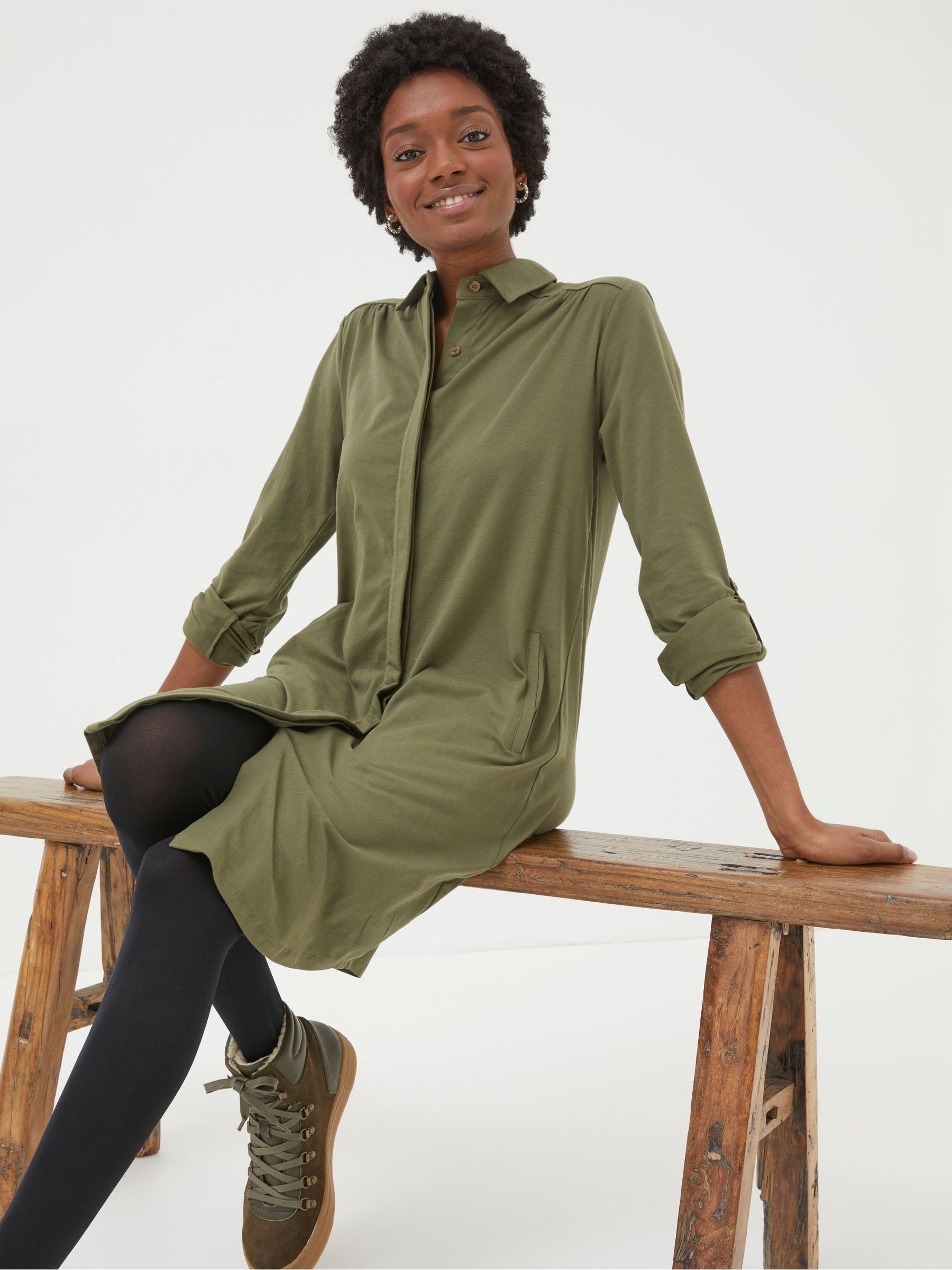 Green Jersey Shirt Tunic Dress - Image 3 of 5