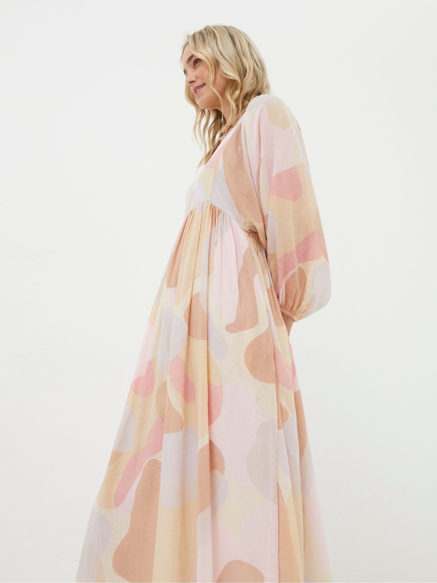 Natural Printed Abstract Midi Dress - Image 3 of 6