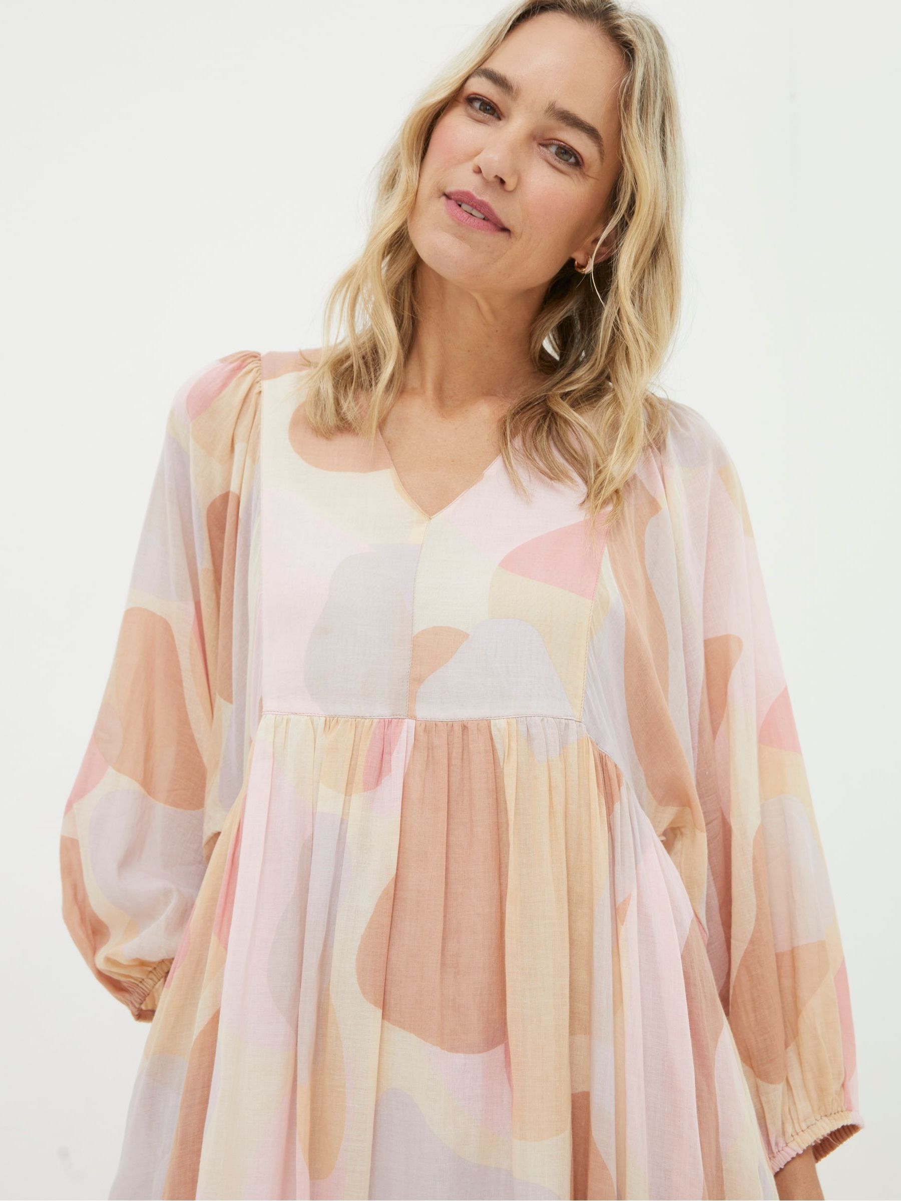 Natural Printed Abstract Midi Dress - Image 4 of 6