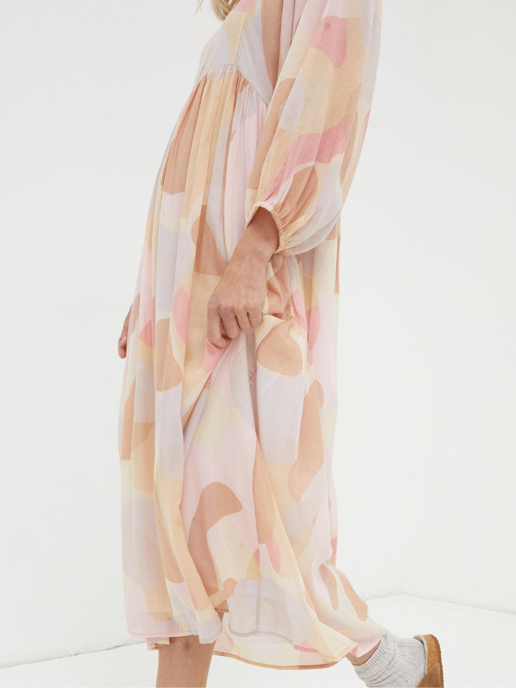 Natural Printed Abstract Midi Dress - Image 5 of 6