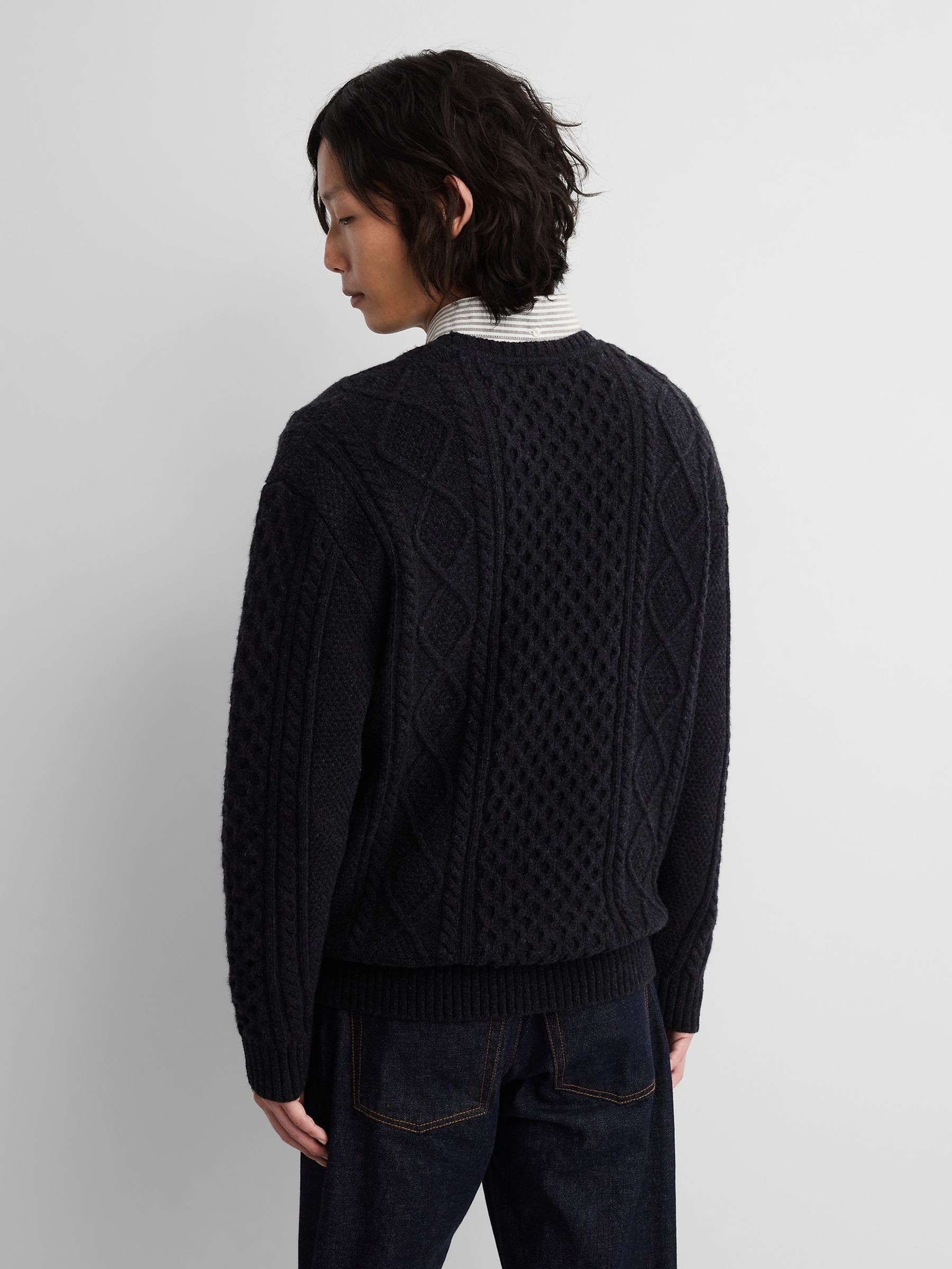 Gap x A.P.C. Dark Grey Wool Cable-Knit Jumper - Image 2 of 7
