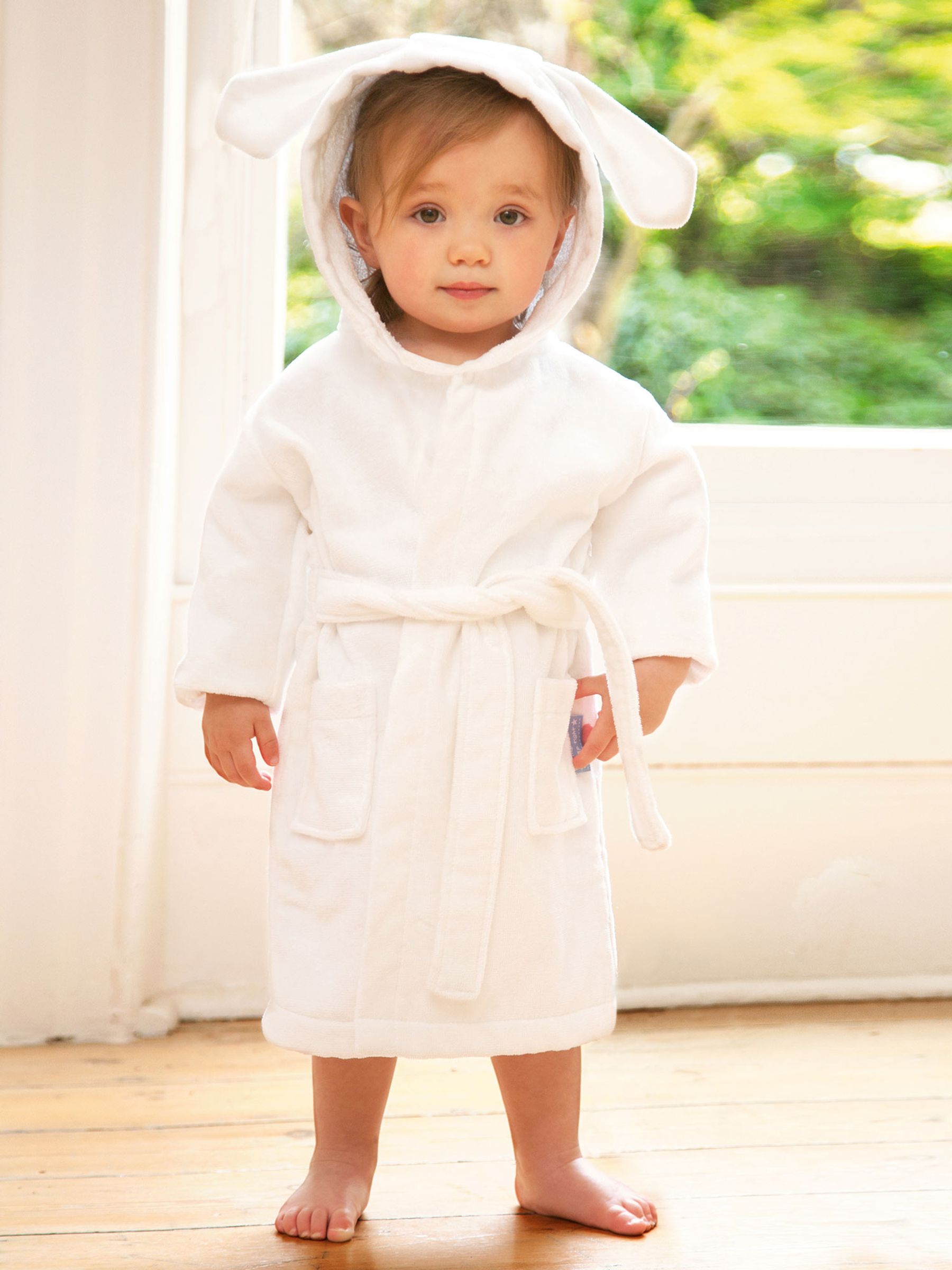 White Kids' Bunny Towelling Robe - Image 1 of 2
