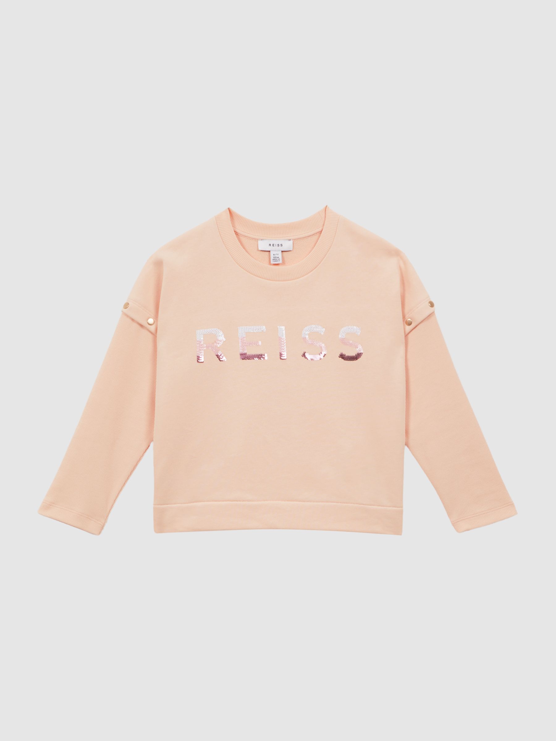 4-9 yrs Sequin Motif Jumper in Pink - Image 2 of 6