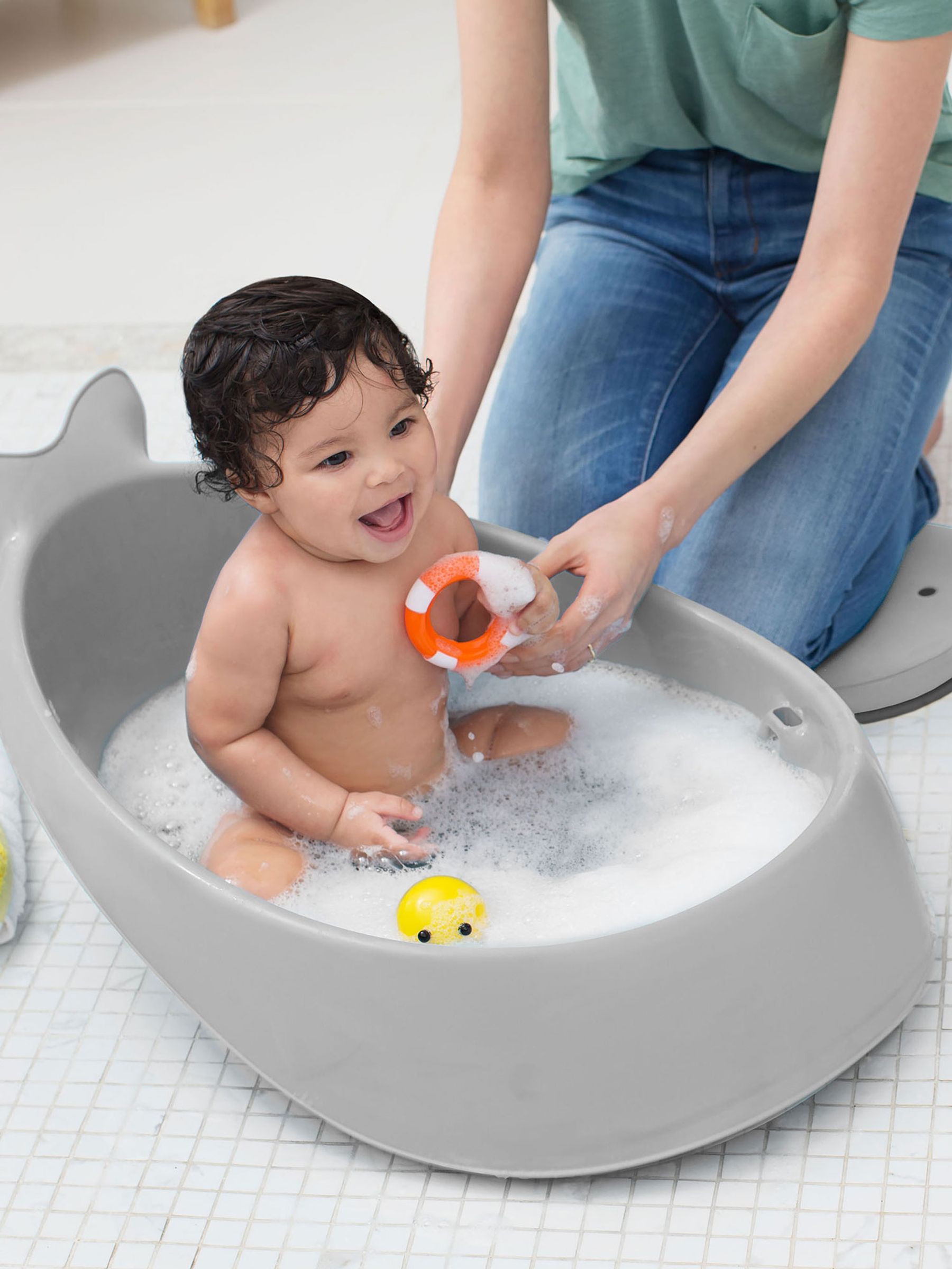 Grey Skip Hop Moby 3 Stage Bath Tub Grey | JoJo Maman Bébé