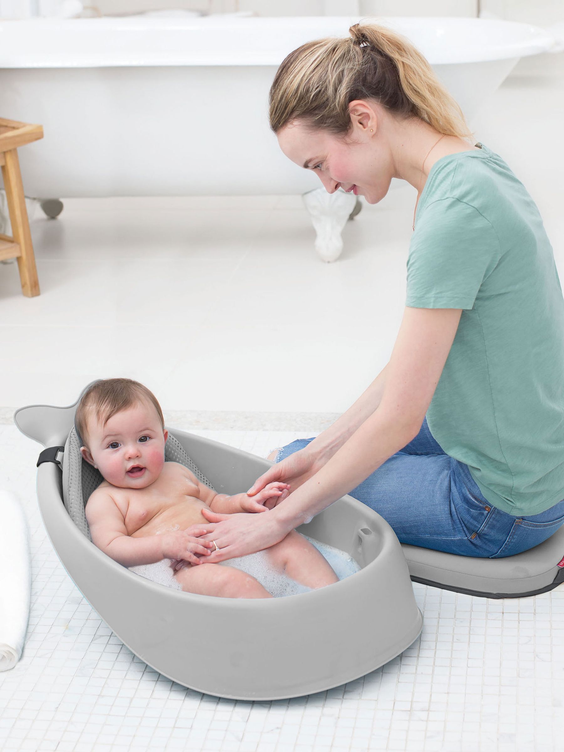 Grey Skip Hop Moby 3 Stage Bath Tub Grey - Image 5 of 12