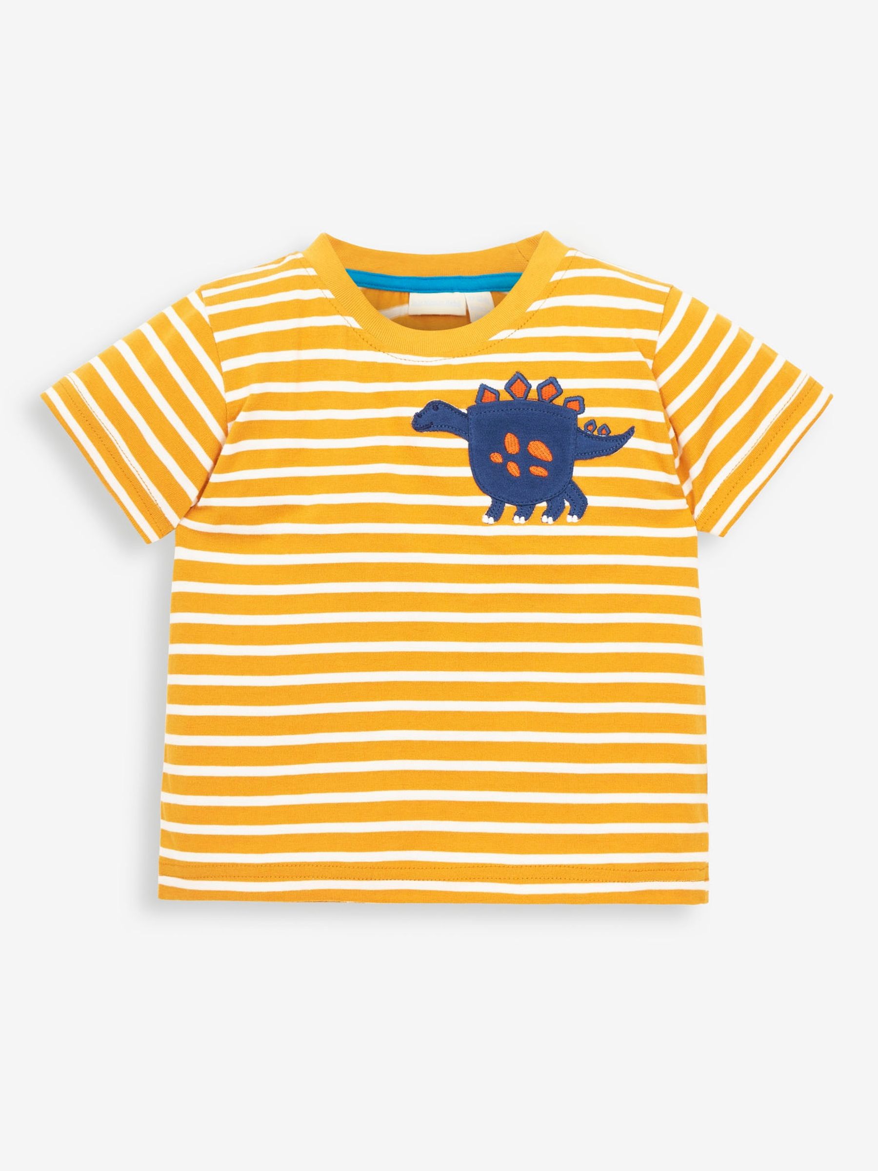 Mustard Kids' Mustard Stripe Dinosaur Pocket T-Shirt - Image 1 of 2