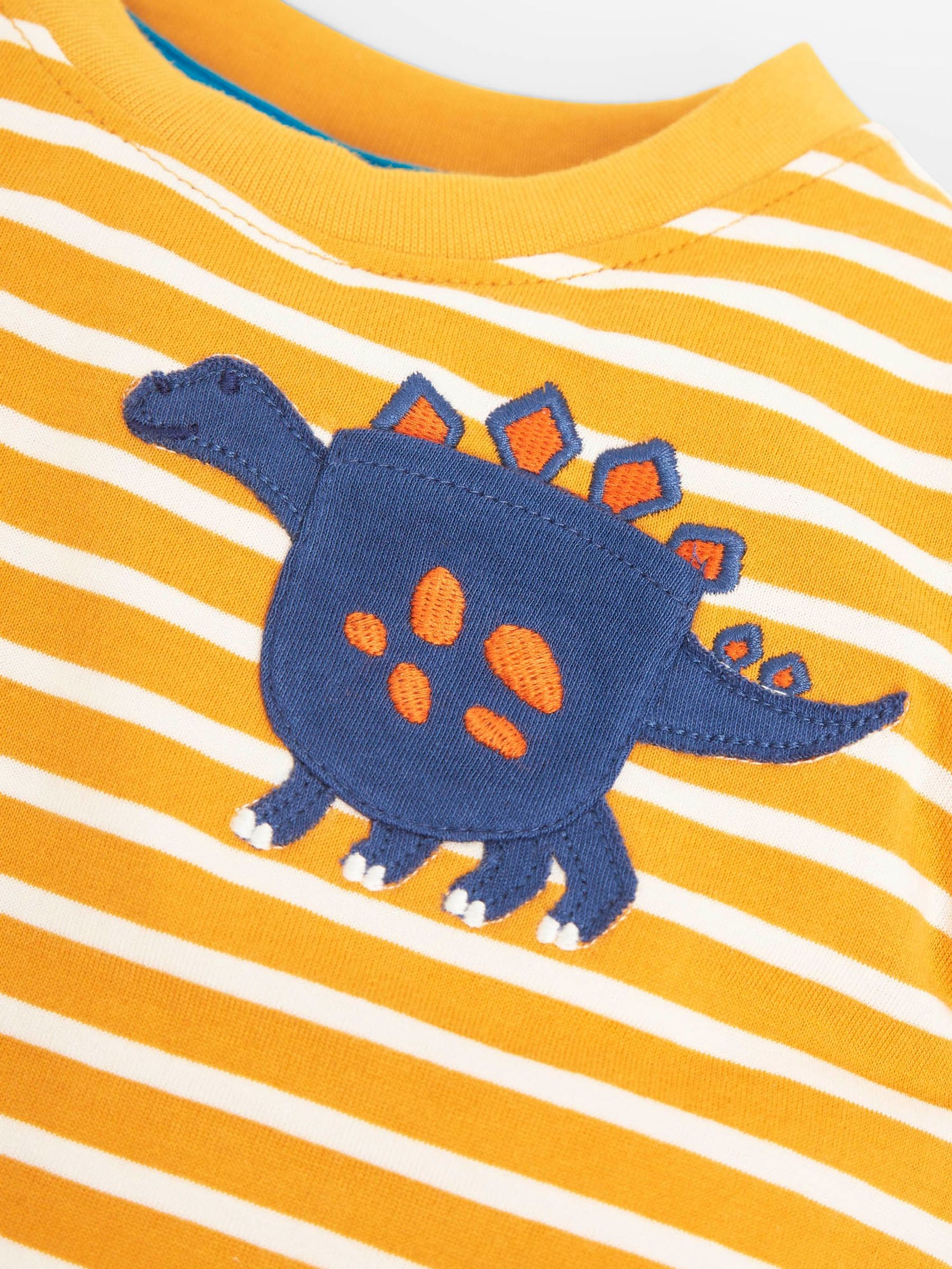 Mustard Kids' Mustard Stripe Dinosaur Pocket T-Shirt - Image 2 of 2