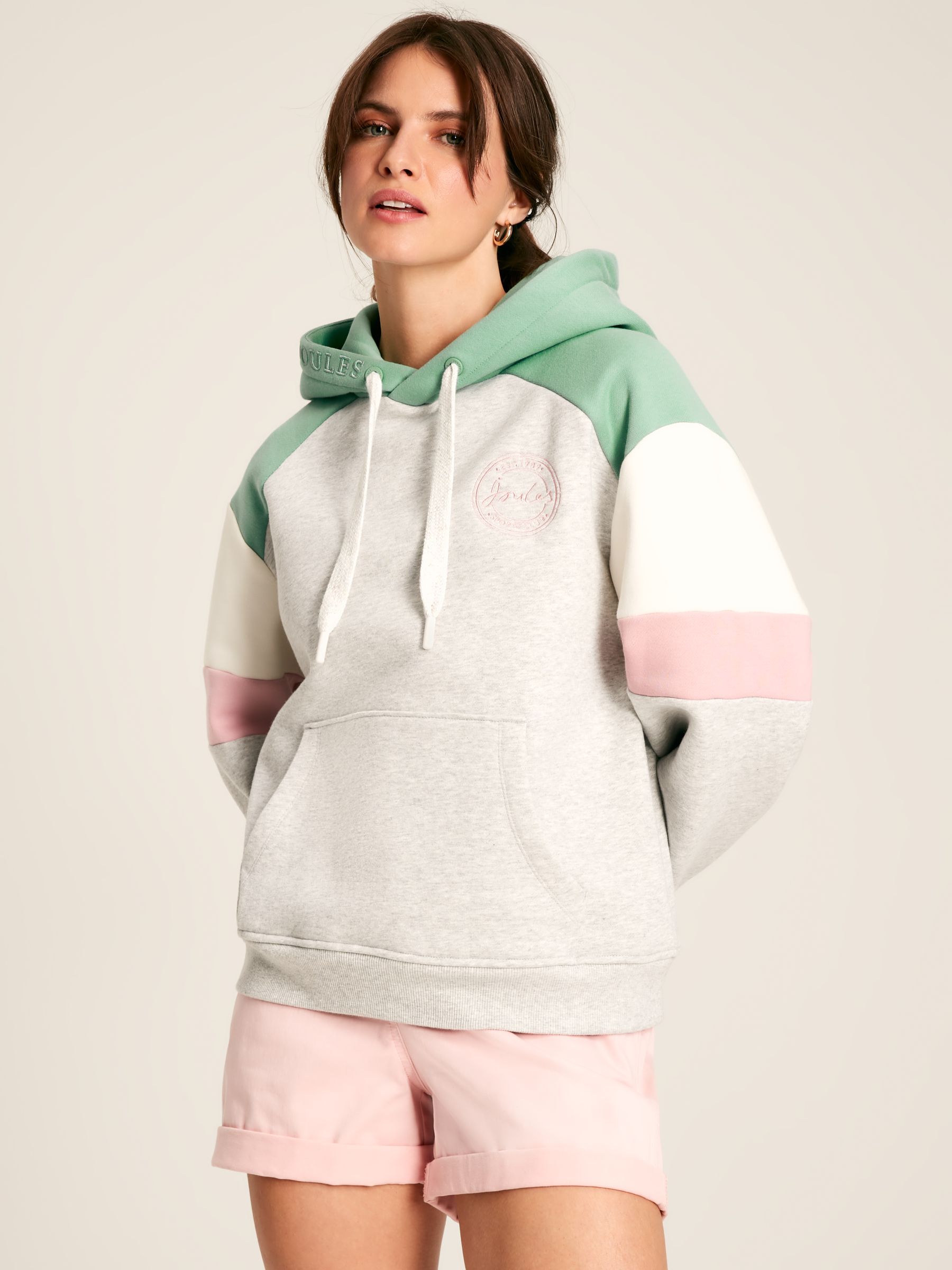 Milbourne Grey, Pink & White Embroidered Hoodie - Image 2 of 8