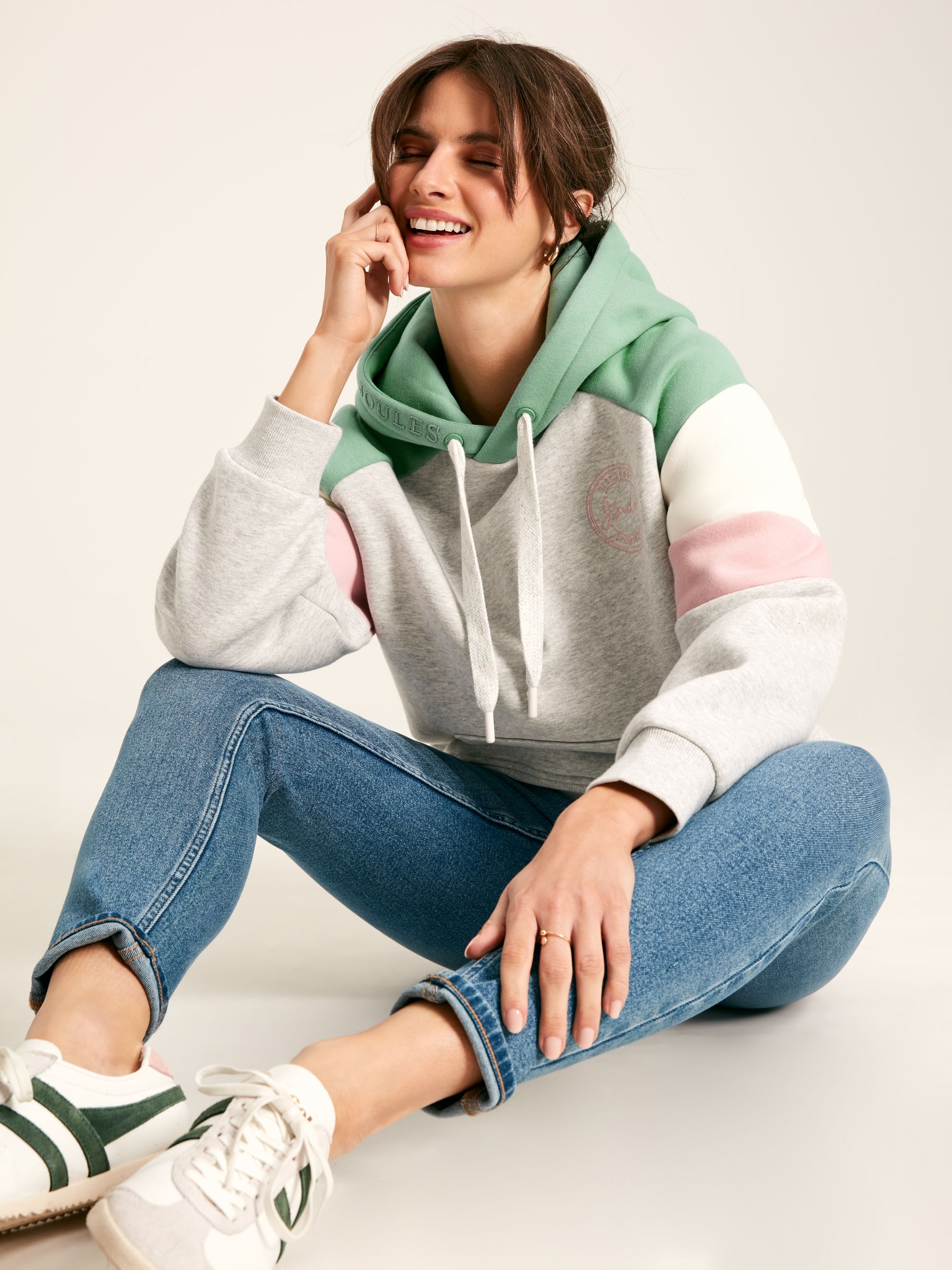 Milbourne Grey, Pink & White Embroidered Hoodie - Image 5 of 8
