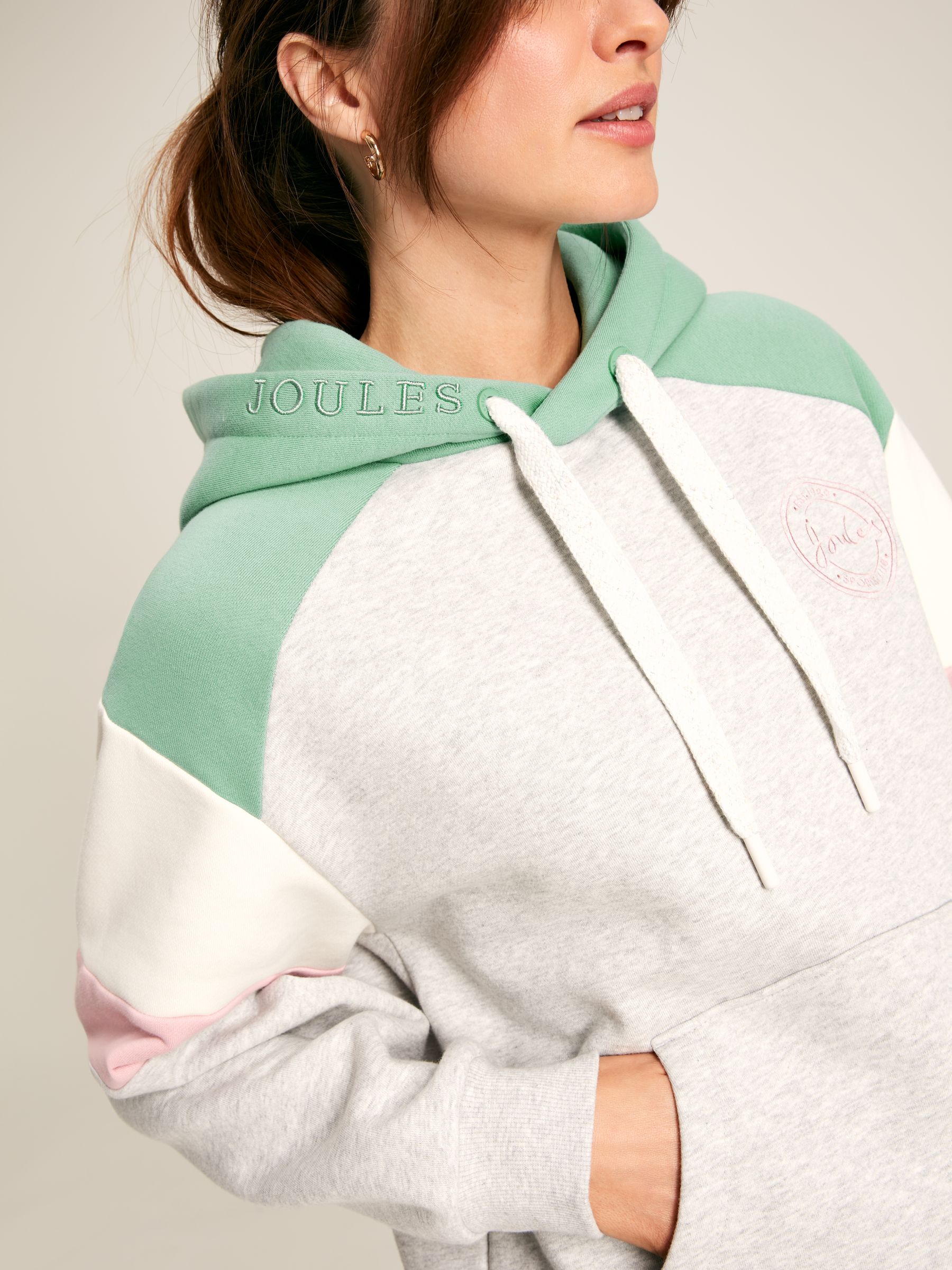 Milbourne Grey, Pink & White Embroidered Hoodie - Image 7 of 8