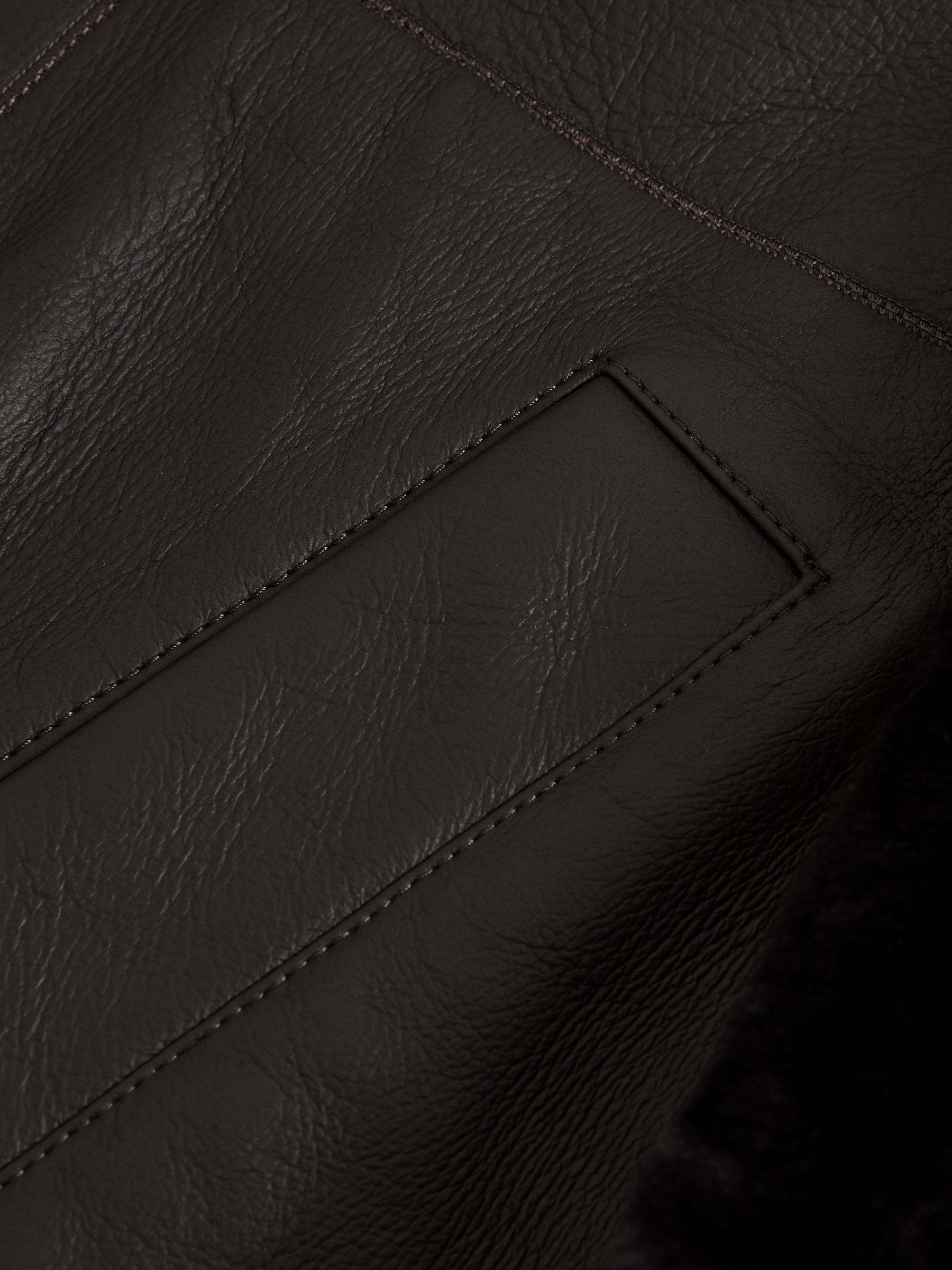 Reversible Leather Shearling Jacket in Chocolate - Image 9 of 9