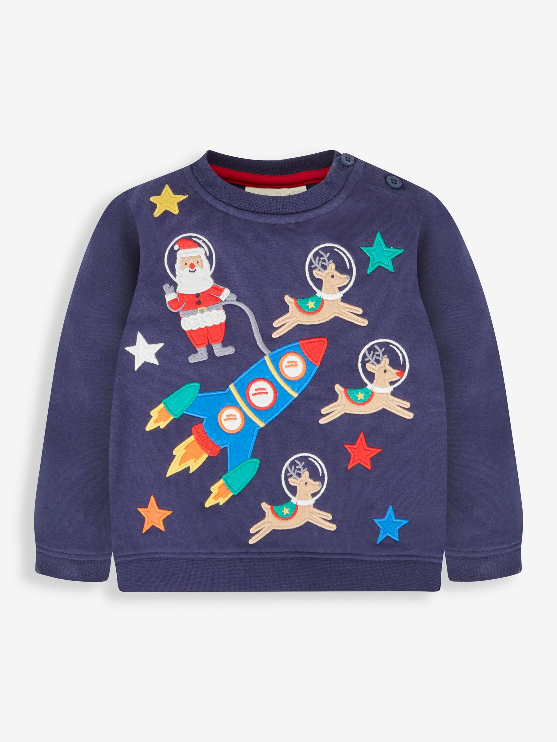 Navy Christmas Space Scene Appliqué Sweatshirt - Image 1 of 2
