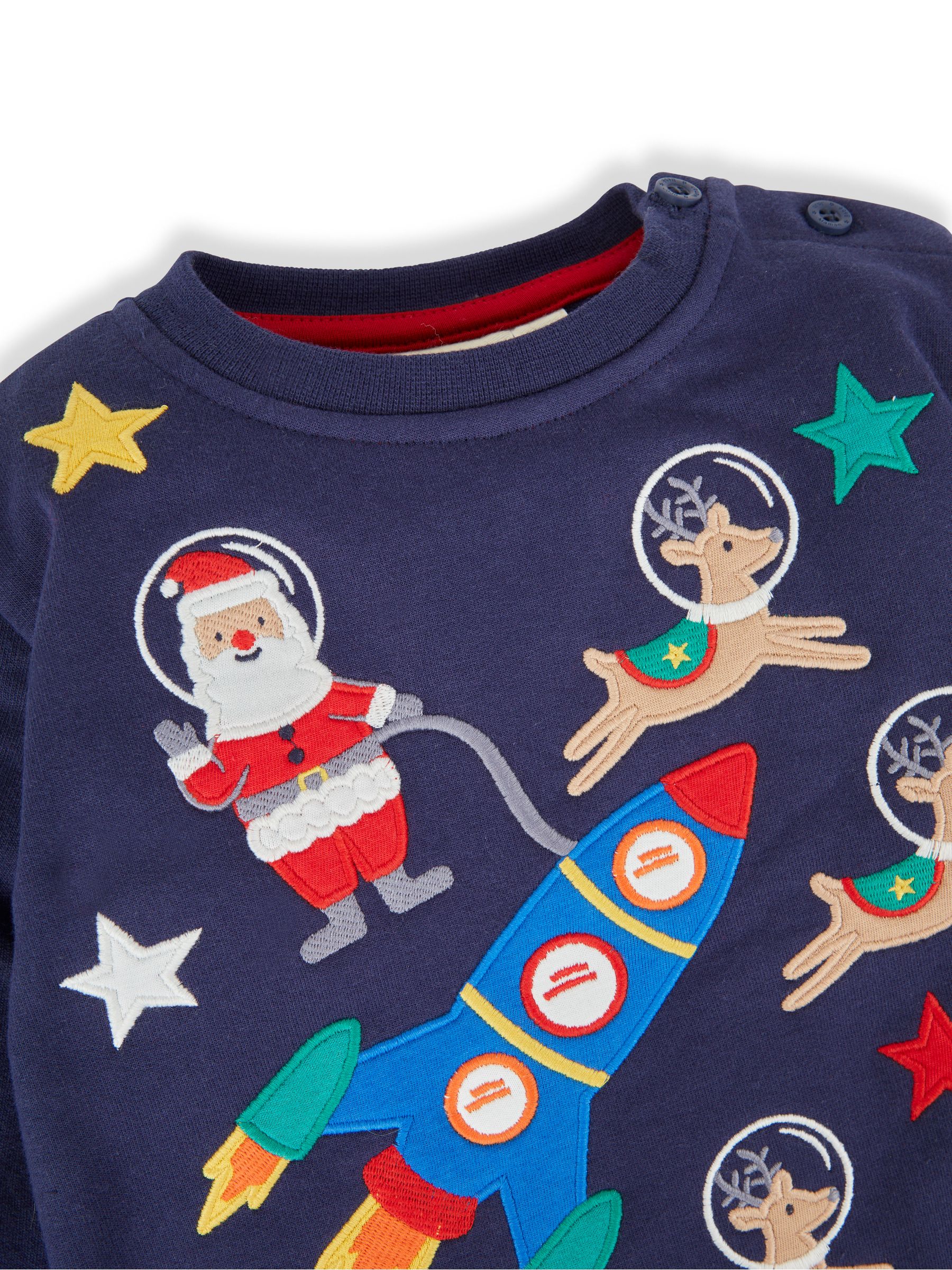 Navy Christmas Space Scene Appliqué Sweatshirt - Image 2 of 2