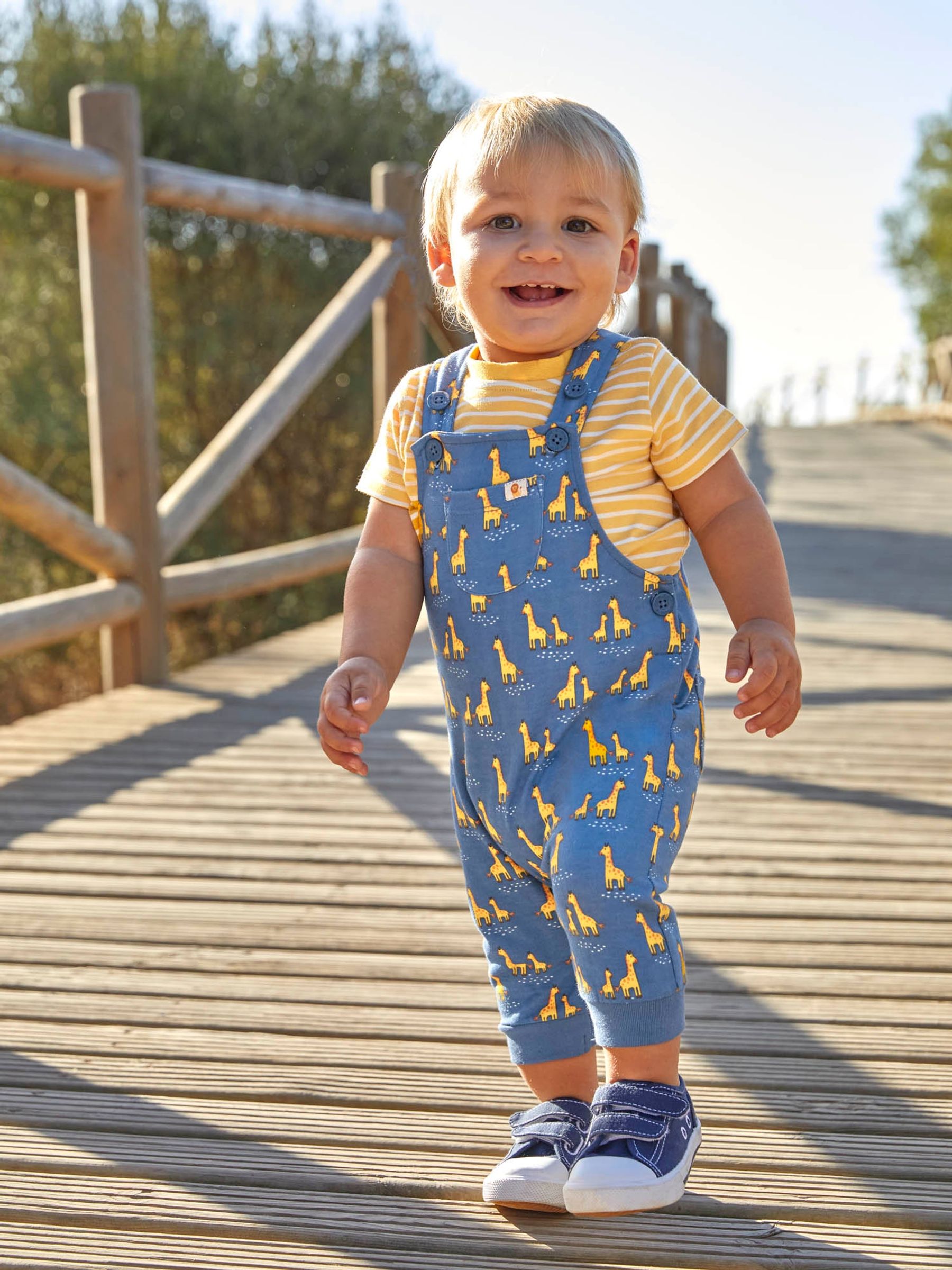 Indigo 2-Piece Giraffe Print Dungarees & Top Set - Image 1 of 5