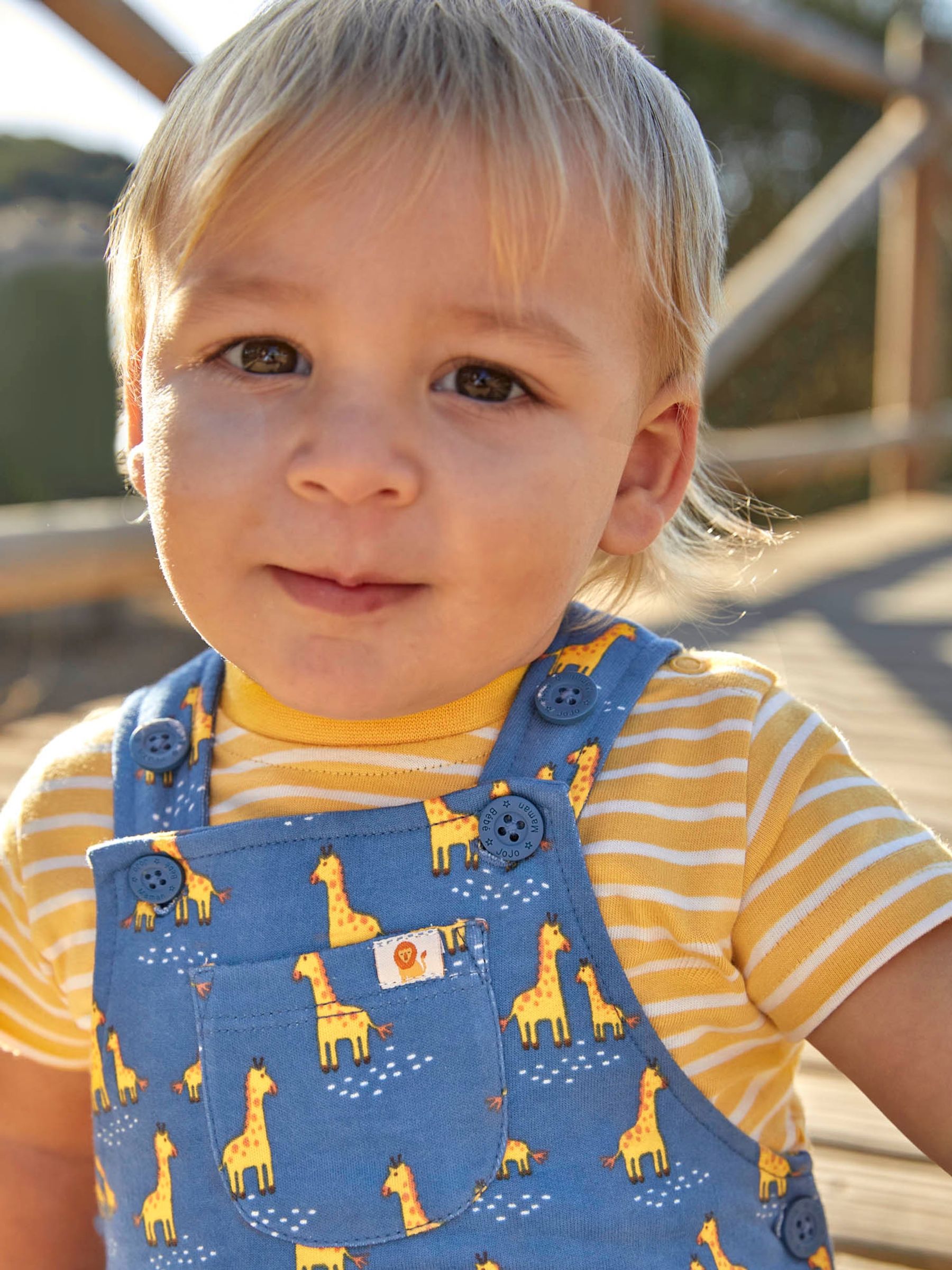Indigo 2-Piece Giraffe Print Dungarees & Top Set - Image 2 of 5
