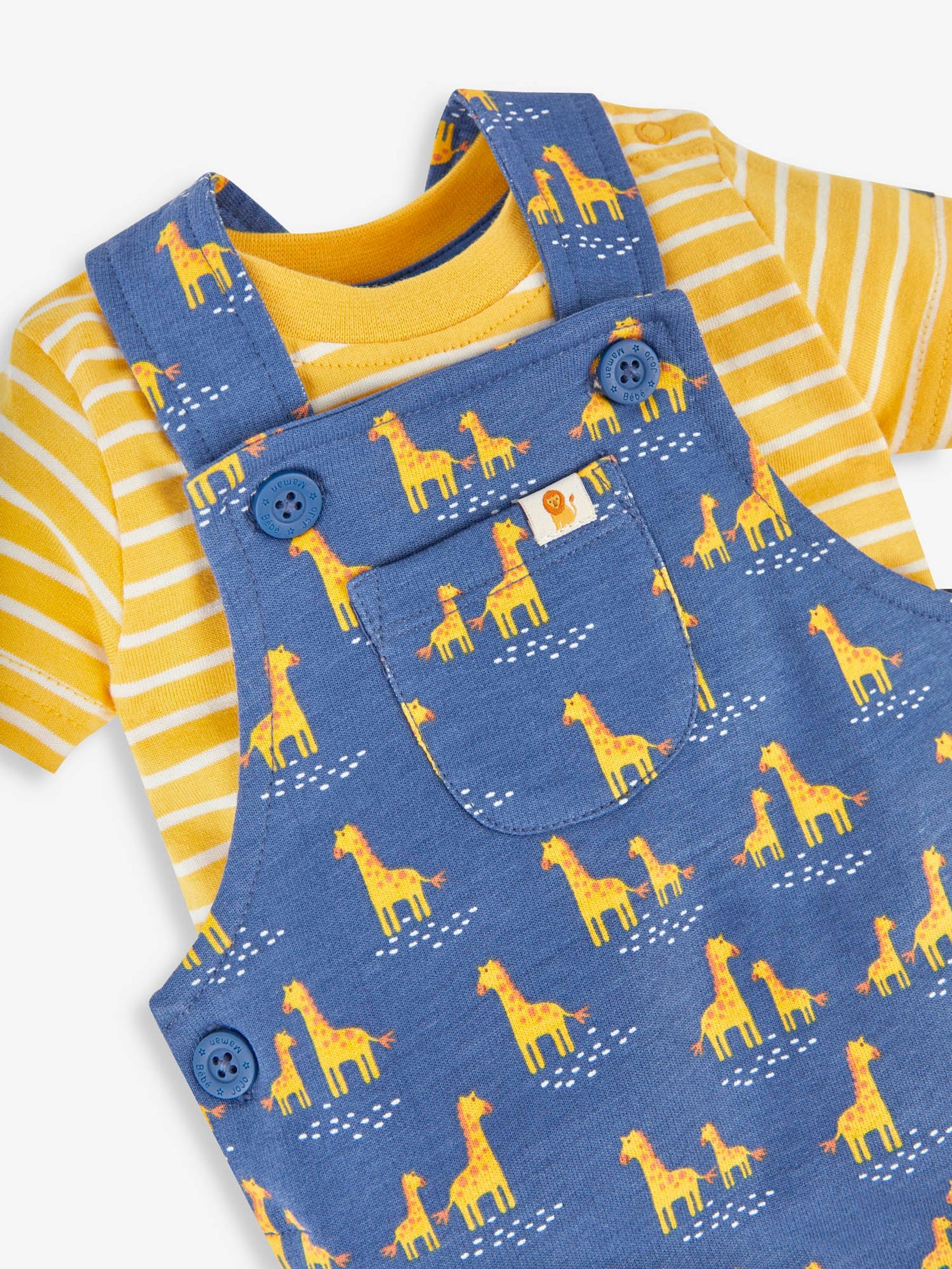 Indigo 2-Piece Giraffe Print Dungarees & Top Set - Image 4 of 5