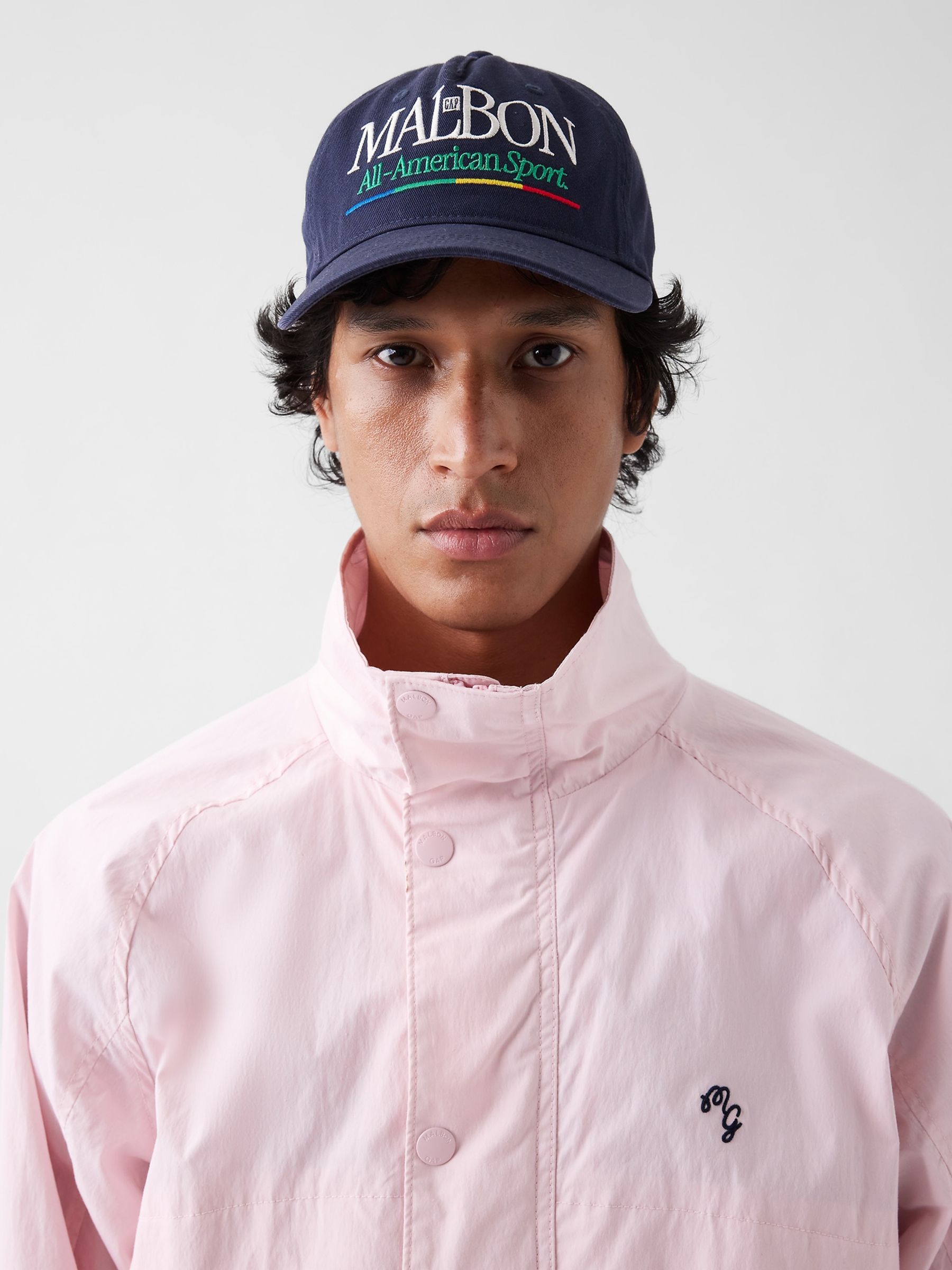 Gap x Malbon Navy Logo Baseball Cap - Image 1 of 5 Gap x Malbon Navy Logo Baseball Cap - Image 1 of 5
