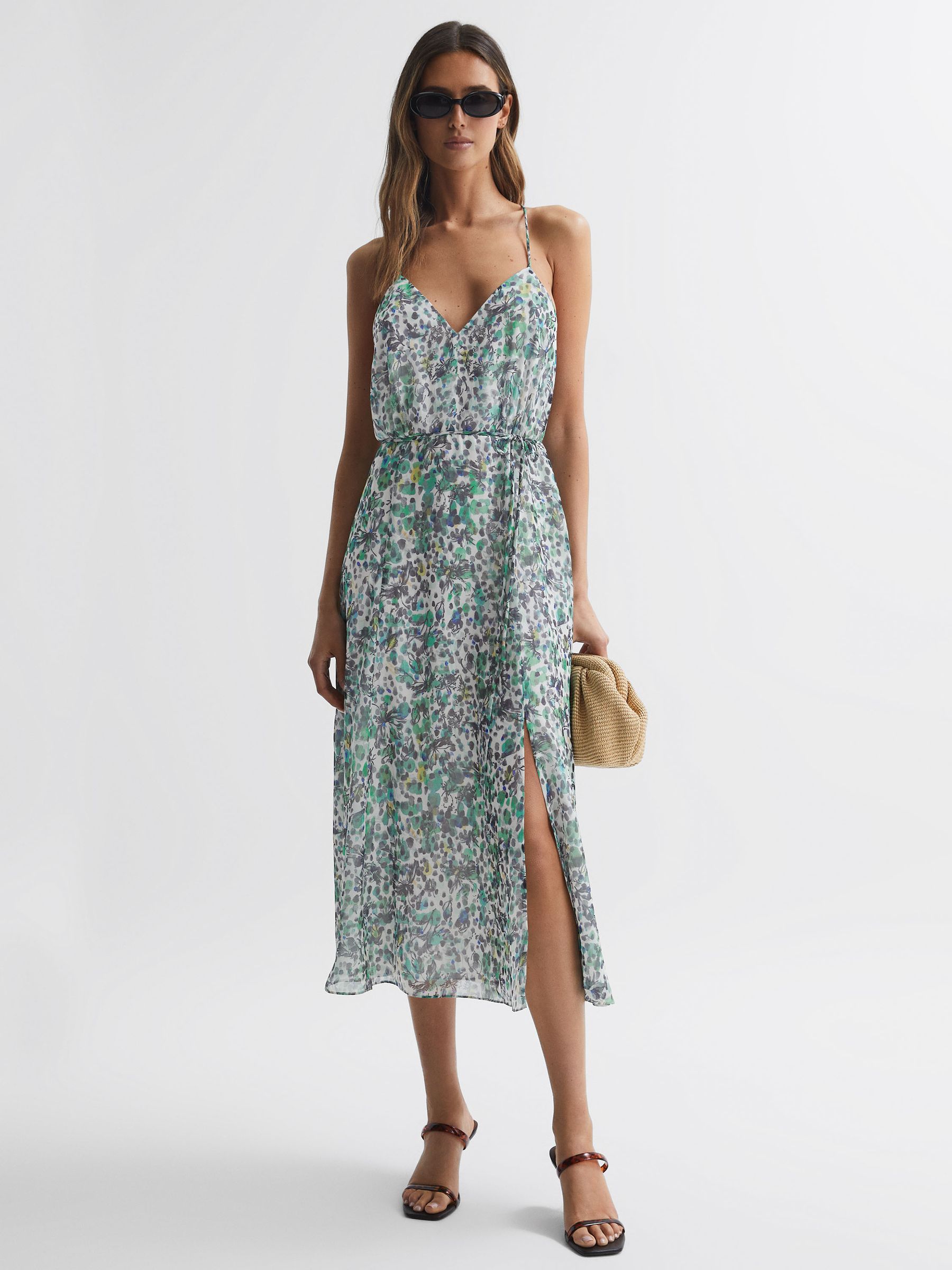 Floral Printed Midi Dress in Blue - Image 4 of 5