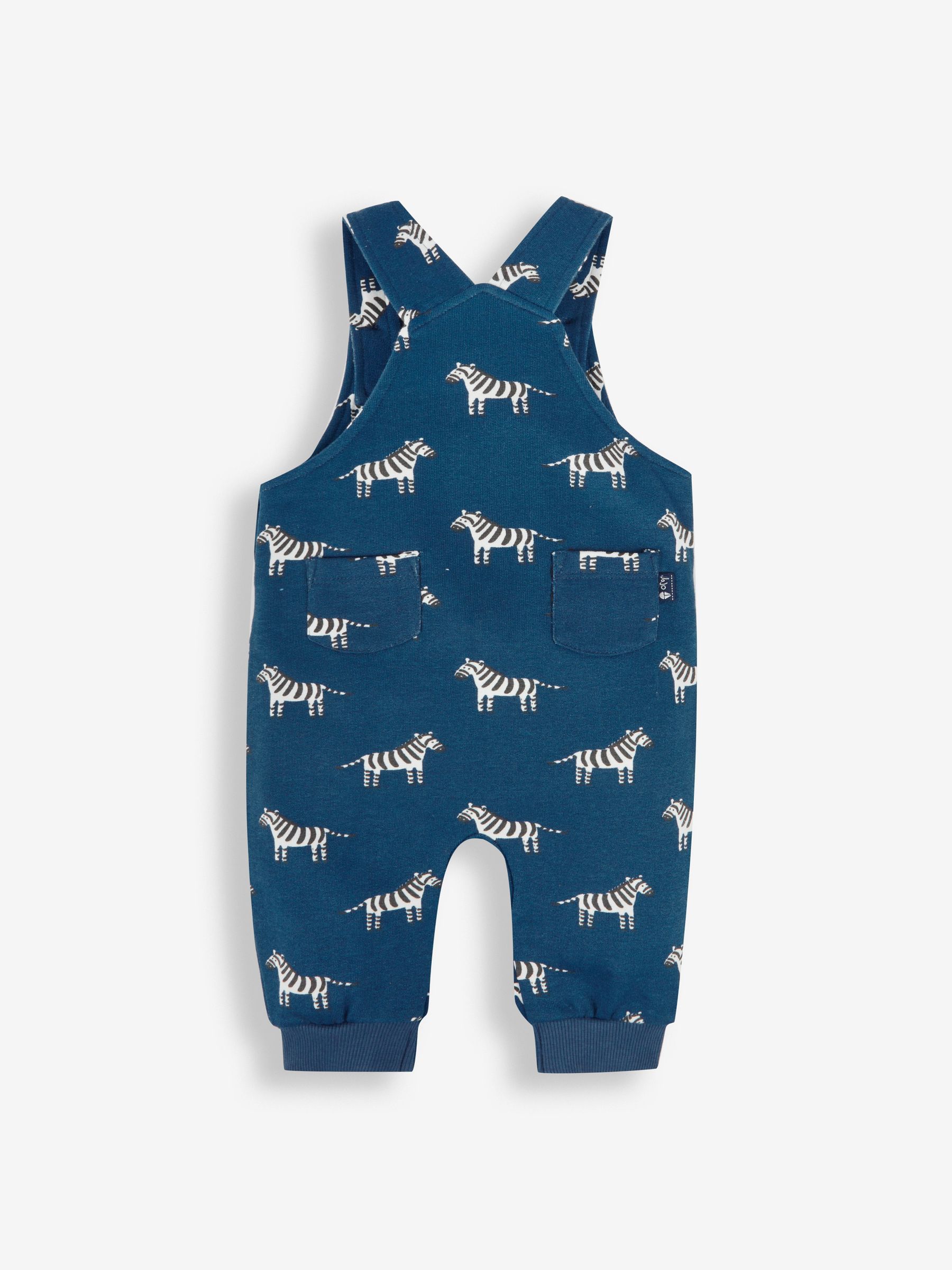 Indigo Blue Zebra Dungarees & Stripe Top Set - Image 4 of 5