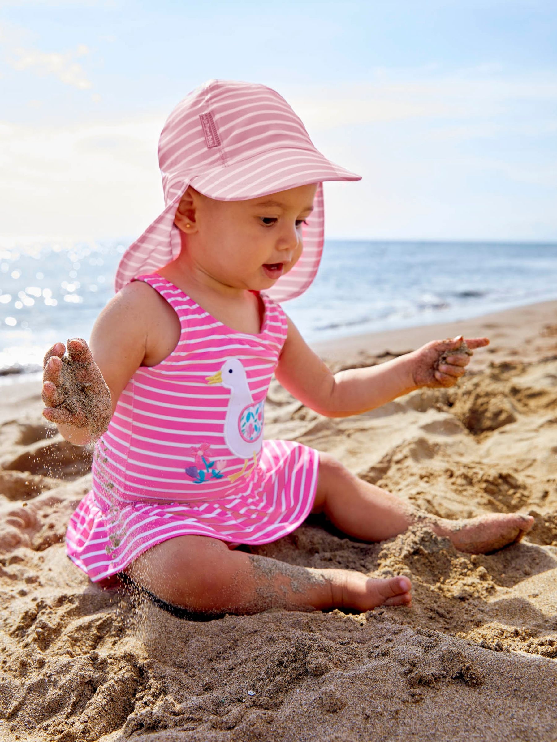 Pink/White Stripe UPF 50 Sun Protection Hat - Image 4 of 4