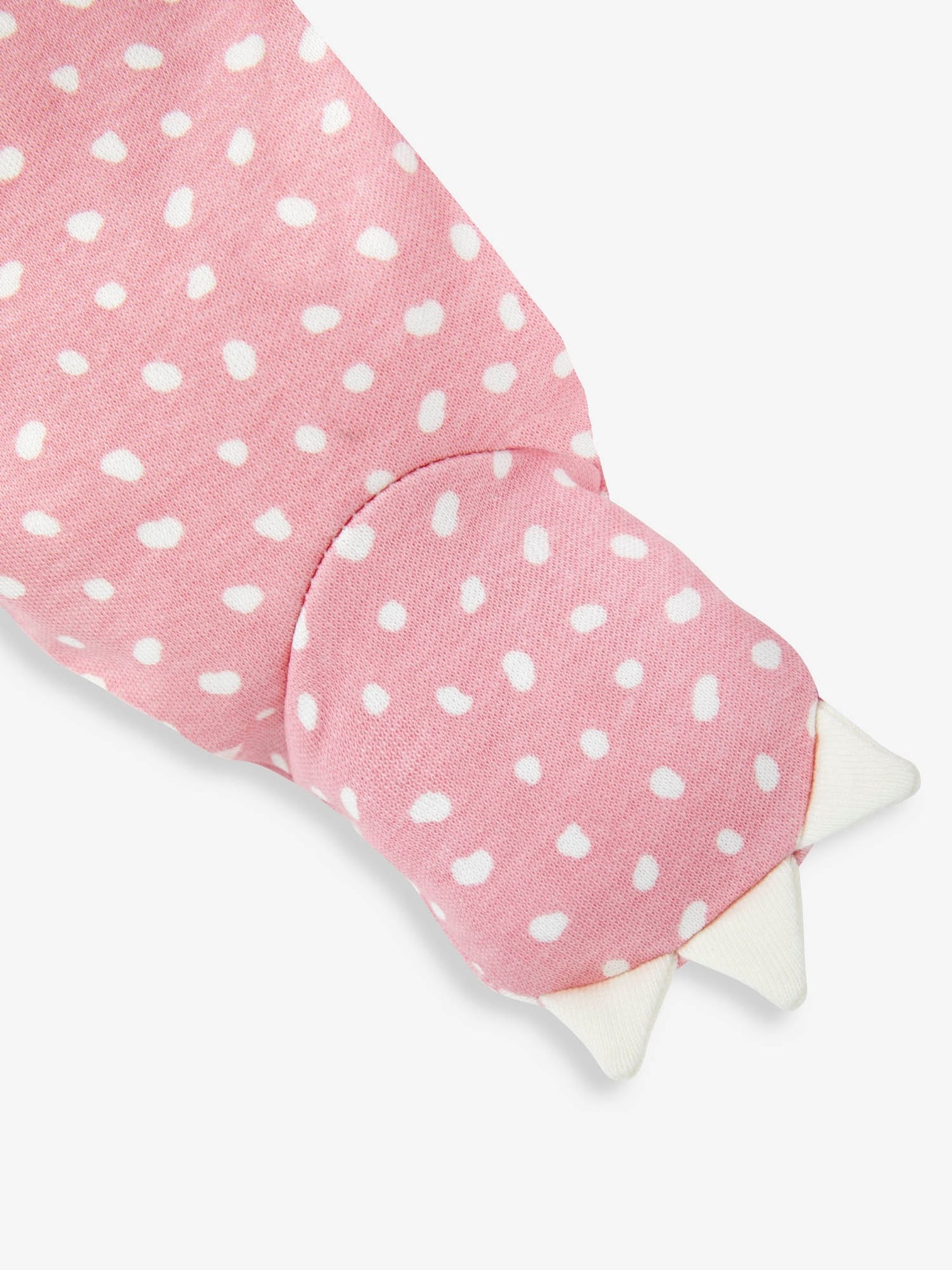 Pink Spotted Dino Appliqué Zip Cotton Baby Sleepsuit - Image 4 of 5