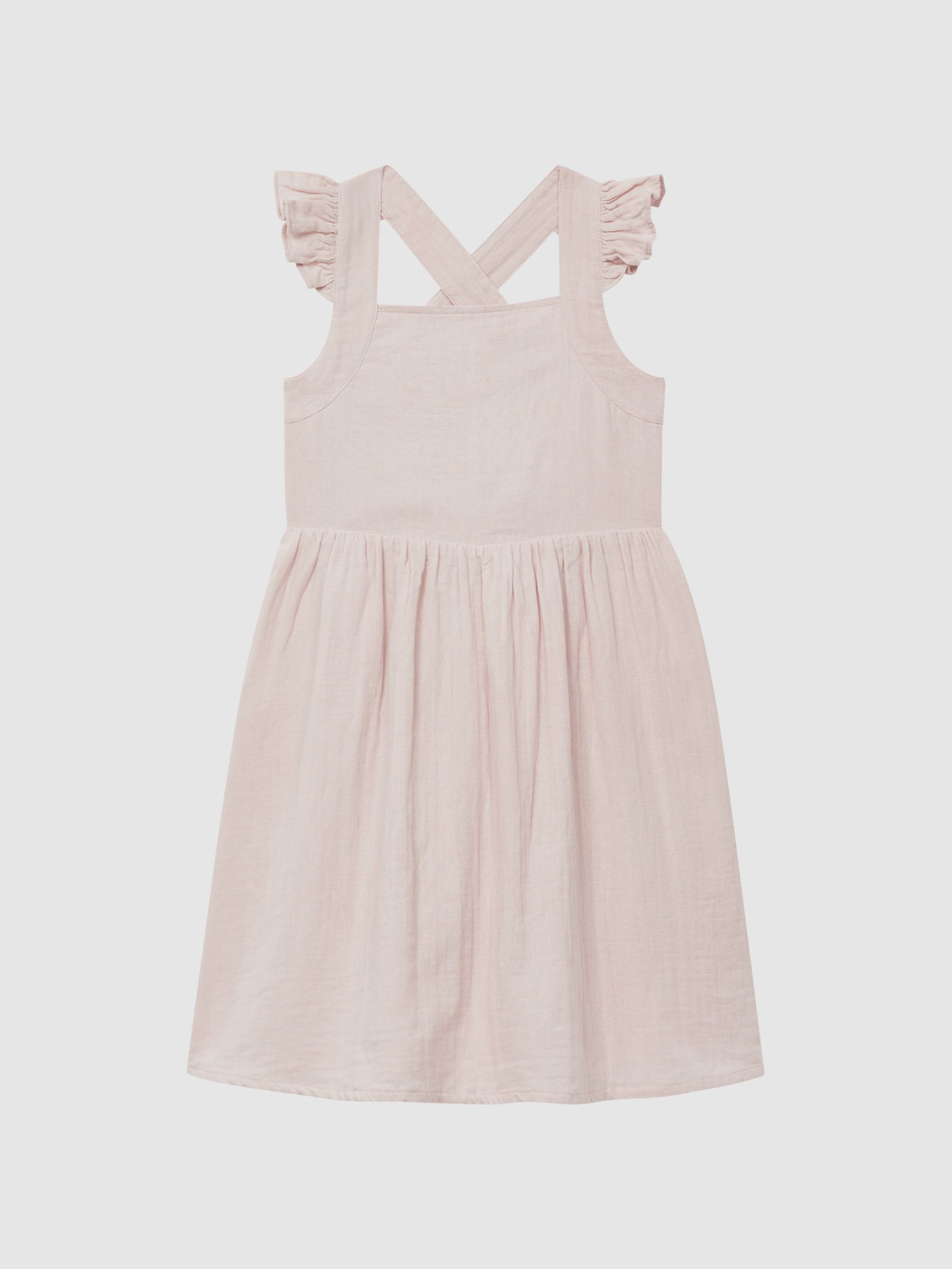9-12 yrs Cotton Cross Back Dress in Pink - Image 2 of 6